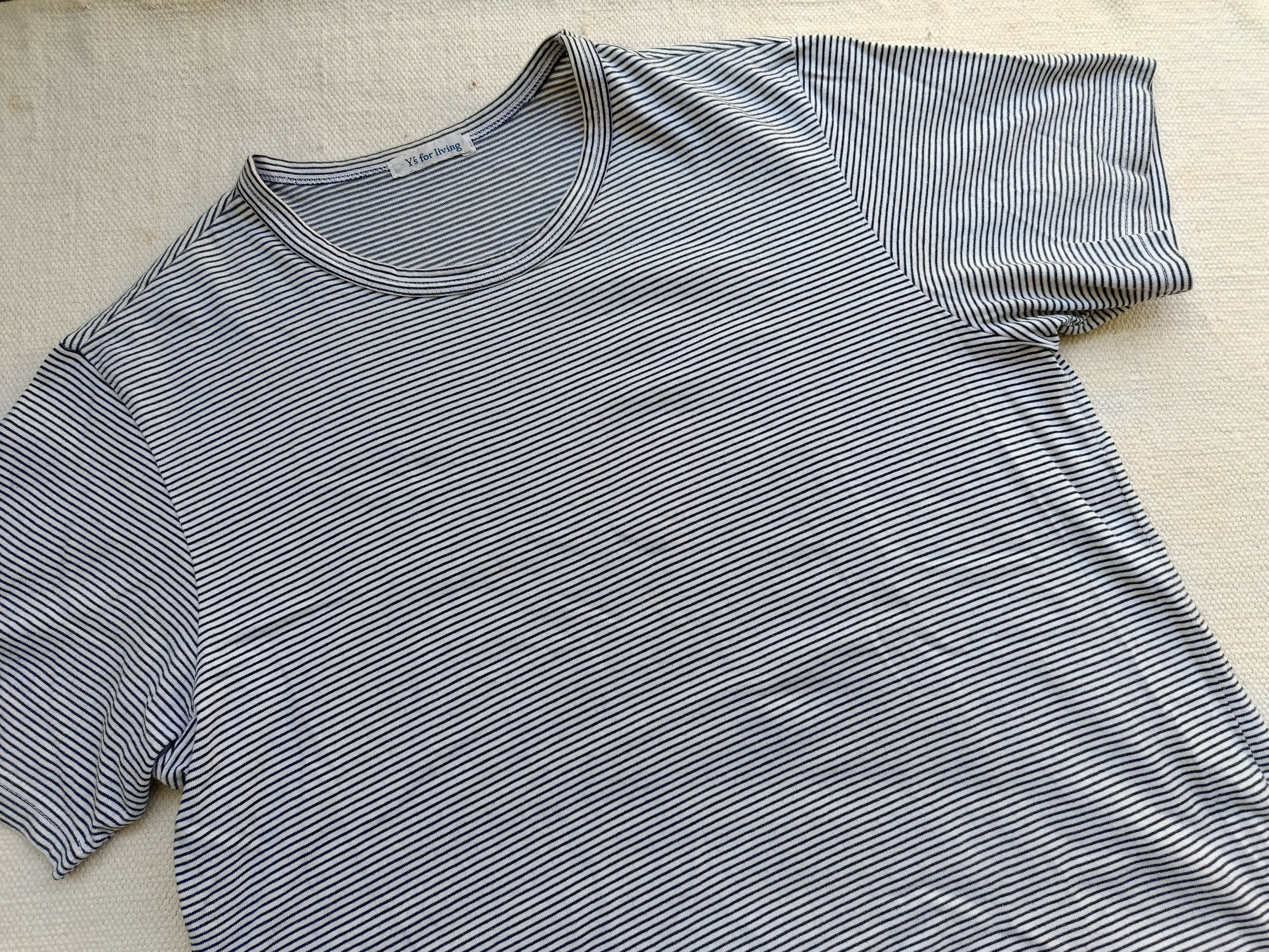 Yohji Yamamoto Yohji Yamamoto Y's Ys for living blue striped large tshirt Size US L / EU 52-54 / 3 - 8 Thumbnail