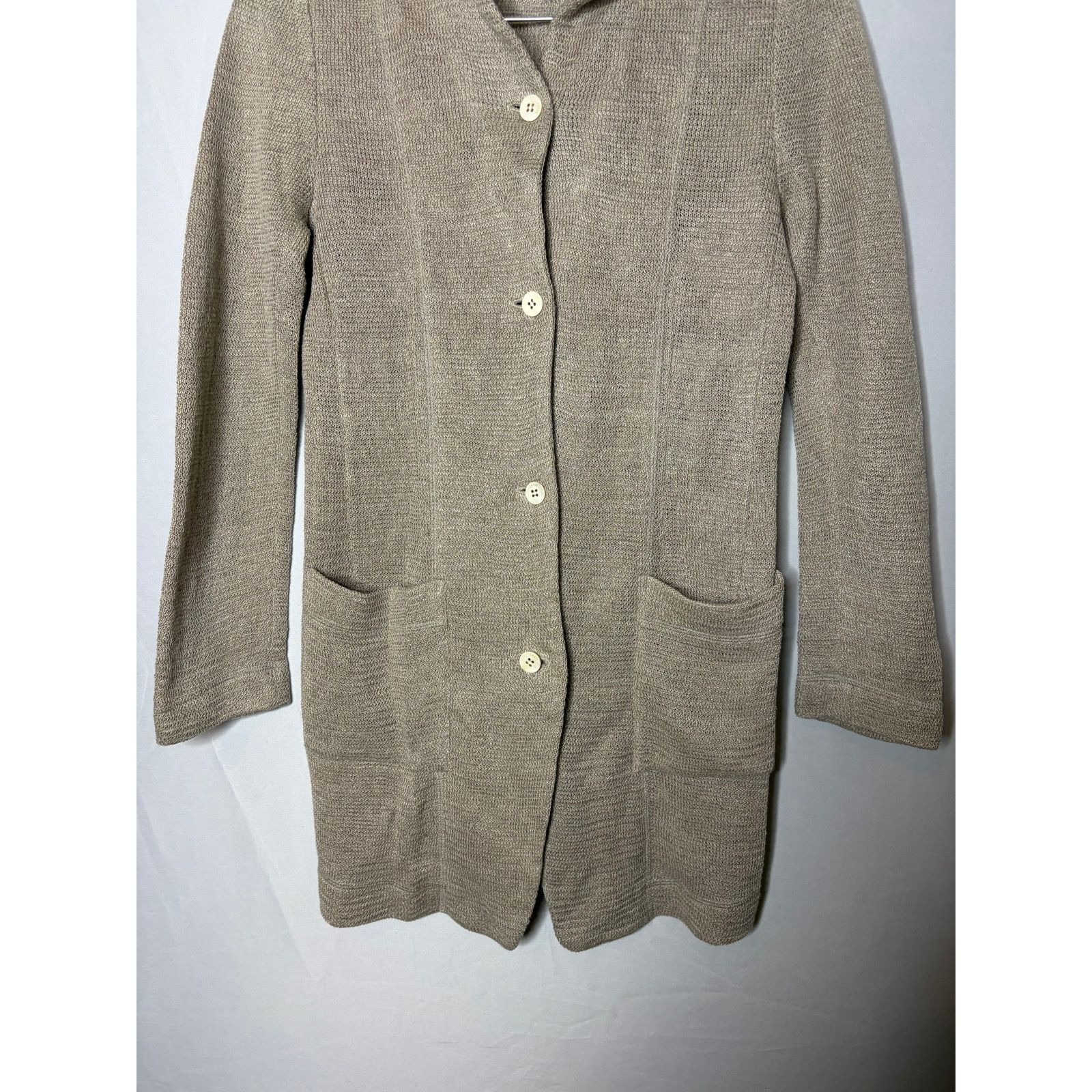 Issey Miyake Issey Miyake HaaT Heart linen beige knit cardigan jacket Size S / US 4 / IT 40 - 5 Thumbnail