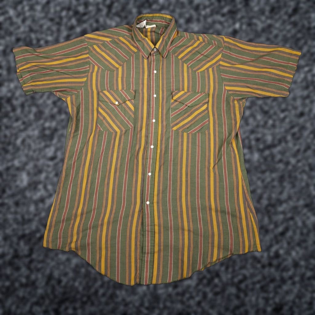 Vintage VINTAGE Western Frontier Pearl Snap Shirt Mens Large Multi Striped Made USA Southwest Shirt Size US L / EU 52-54 / 3 - 1 Thumbnail