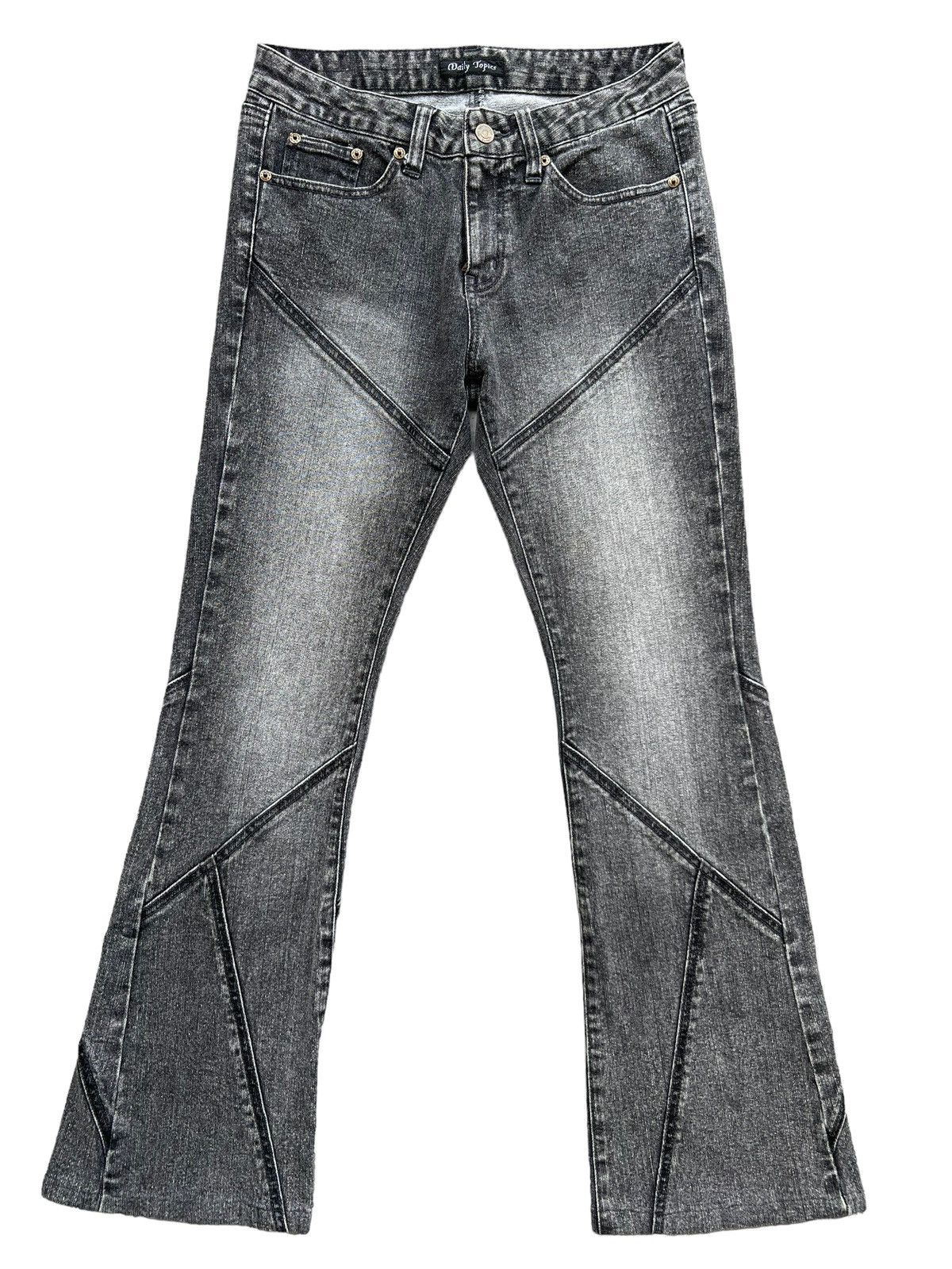Japanese Brand Flare💥 Daily Topic Patchwork Black Bootcut Pants Jeans 29x29 Size 29" - 1 Thumbnail