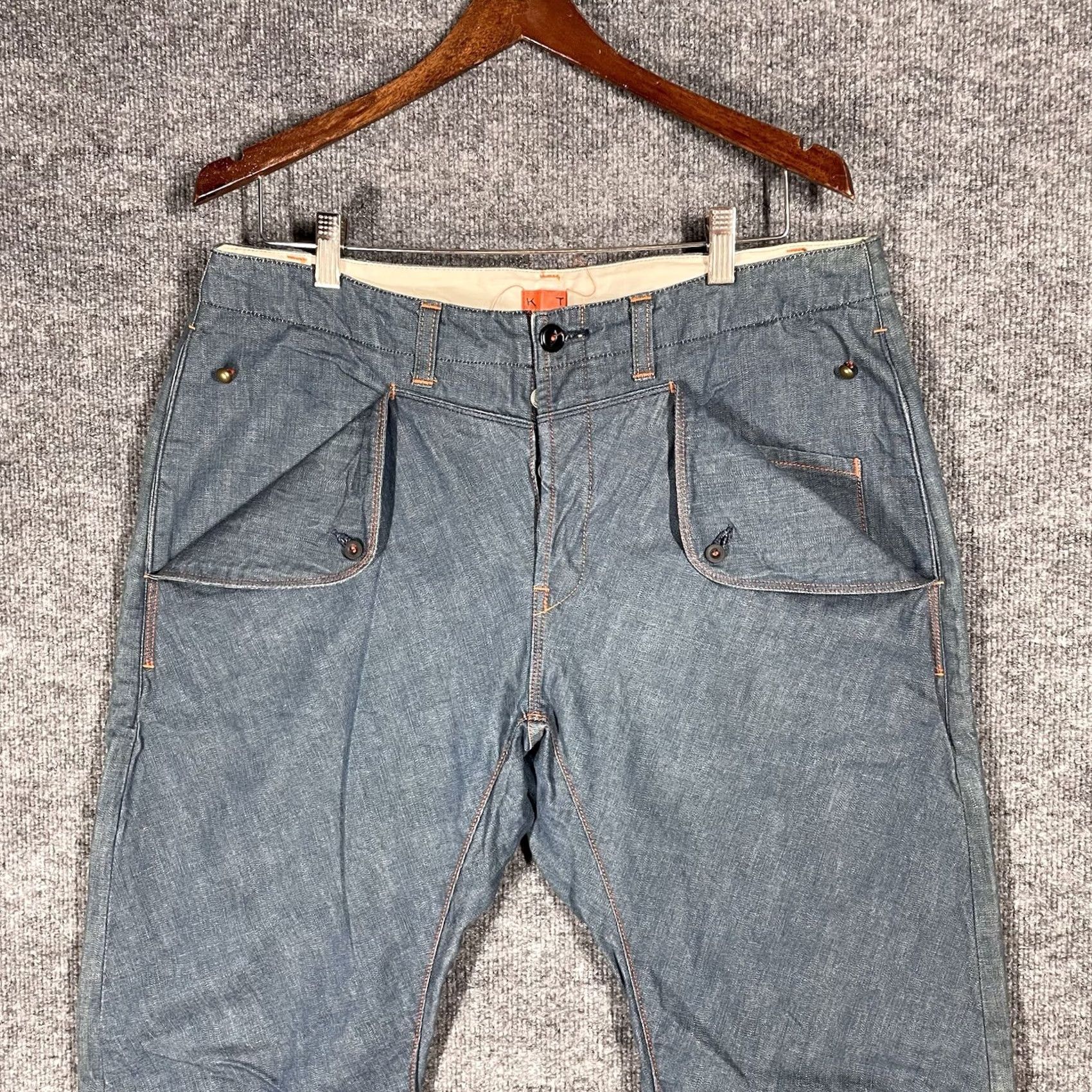 KATO VINTAGE KATO Denim Jeans Adult 35x33 Japanese Buckle Back Single Pocket Blue Heritage 1800s Mens Size US 35 - 3 Thumbnail