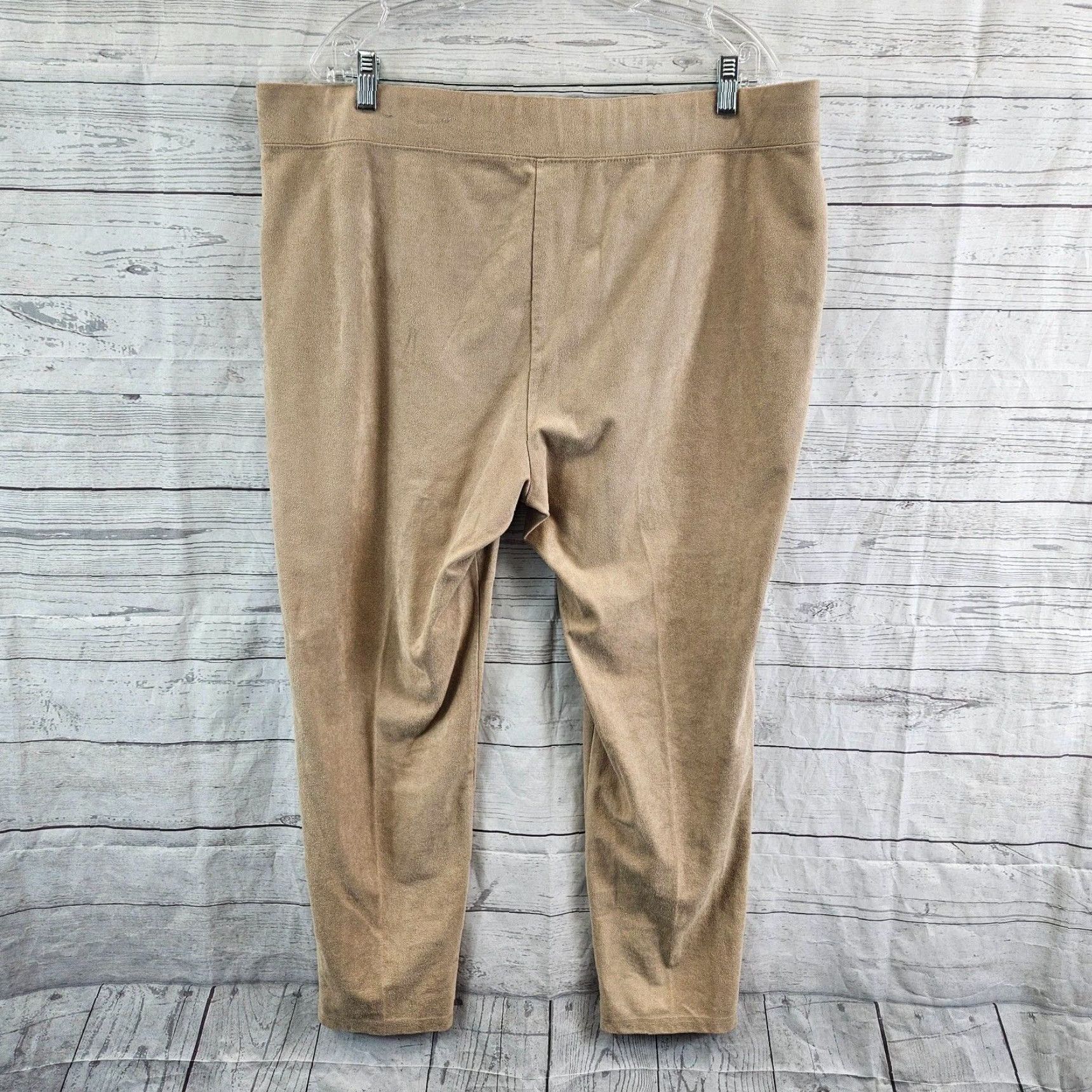 Vintage Chicos Zenergy Womens Faux Suede Pants Sz XL Tan Pull On High Rise Size 40" / US 18 - 3 Thumbnail