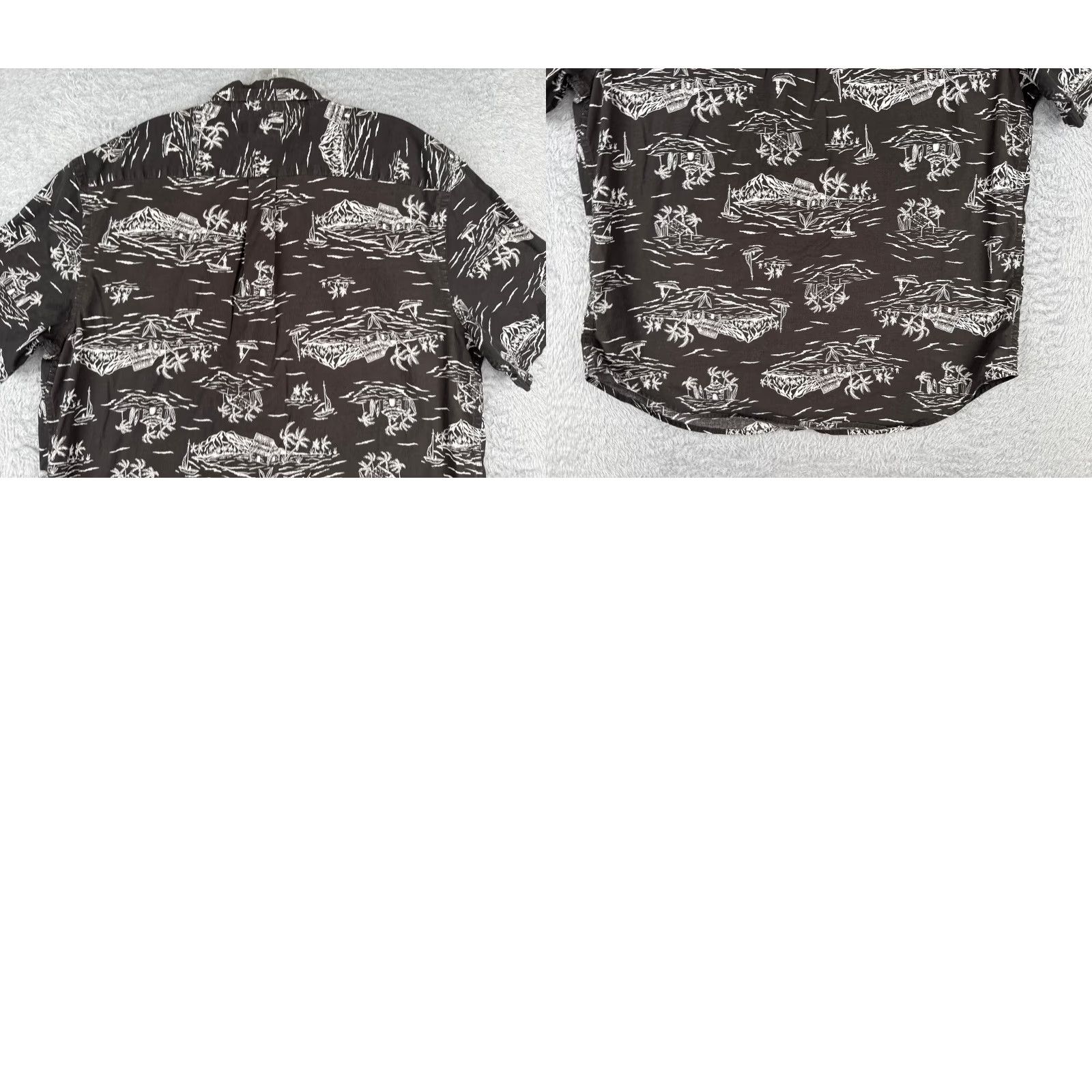 Old Navy Old Navy Button-Up Shirt Adult Large White Black Palm Hawaiian Rayon Slim Fit Size US L / EU 52-54 / 3 - 9 Thumbnail