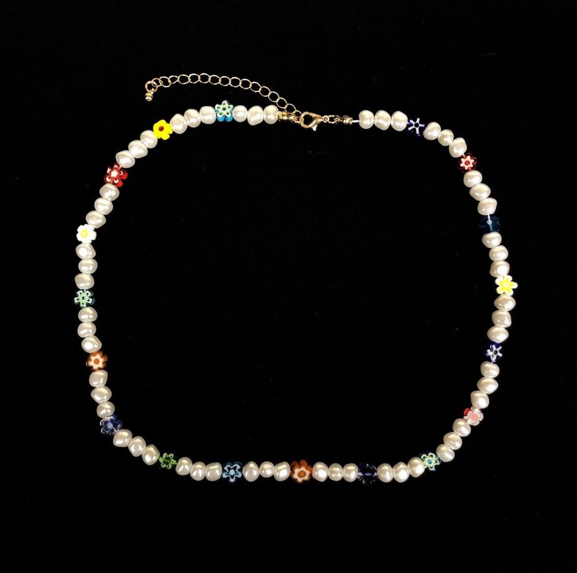 Jewelry Pearl Choker Flower Necklace Y2K Fashion Size ONE SIZE - 1 Thumbnail