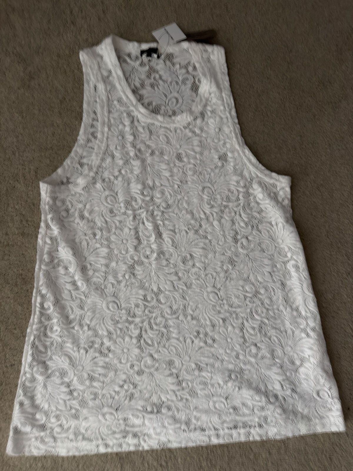 Comme des Garcons Homme Plus COMME DES GARÇONS HOMME PLUS LACE TANK TOP OFF WHITE LARGE Size US L / EU 52-54 / 3 - 2 Thumbnail