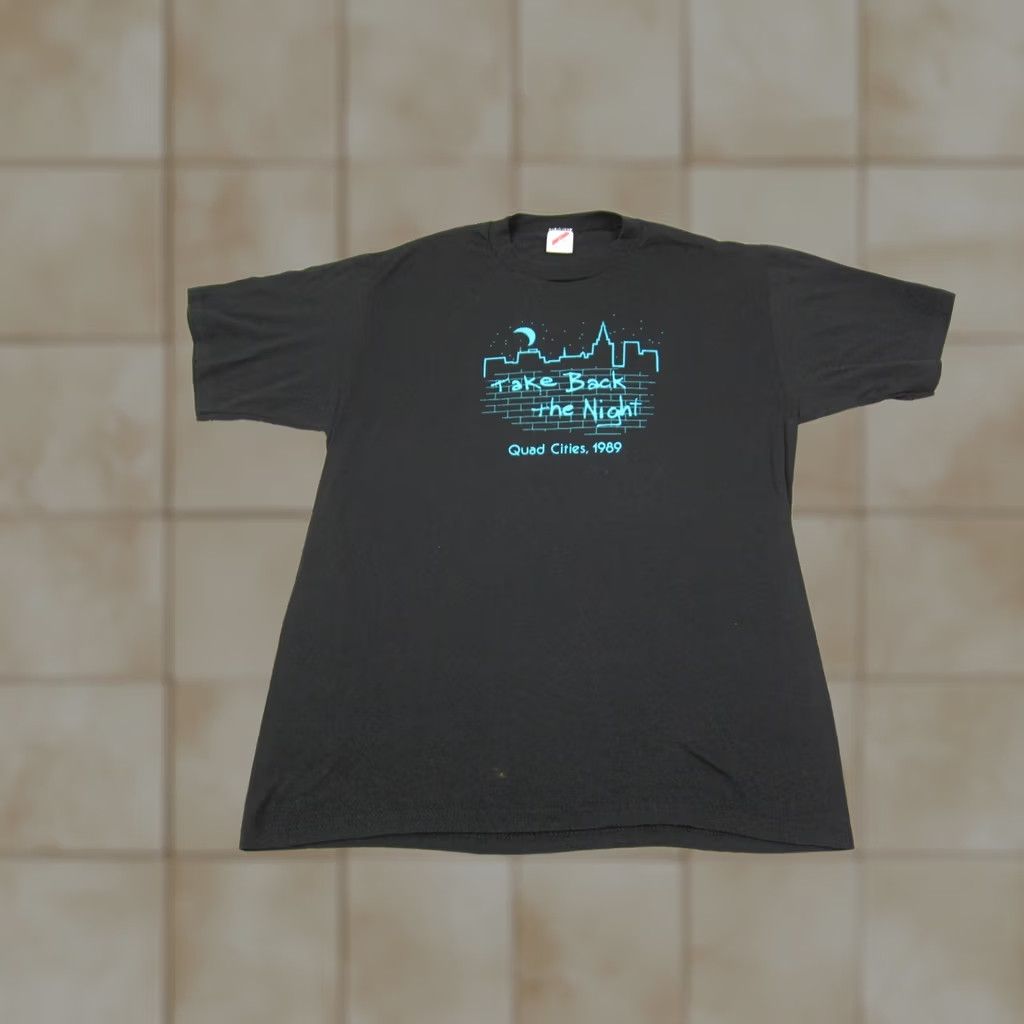 Jerzees VINTAGE Jerzees Quad Cities Shirt Mens XL Black 90s USA T-Shirt Short Sleeve Crew Neck Vintage Shirt Mens XL Black USA 80s Size US XL / EU 56 / 4 - 1 Thumbnail