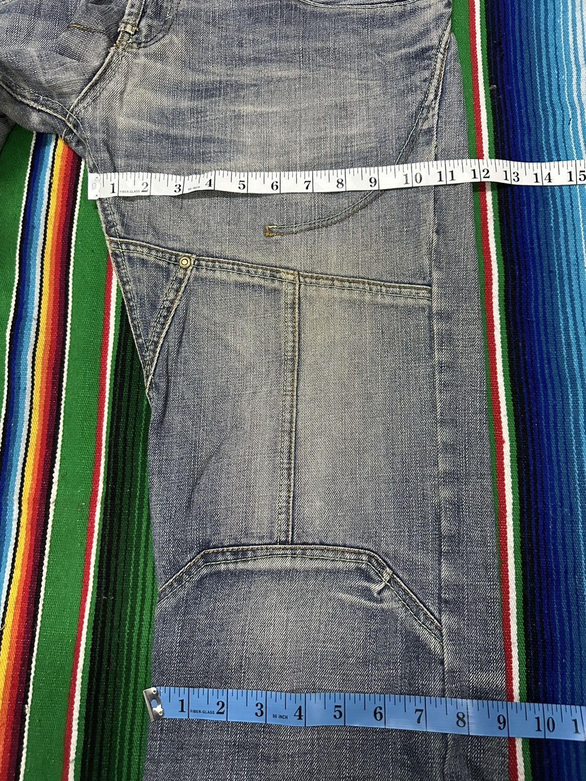 Japanese Brand Designer RG Distressed Bartack Denim Pants Size US 36 / EU 52 - 13 Thumbnail