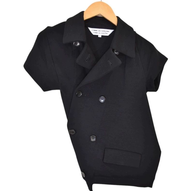 Other Comme Des Garcons Black Wool Knit Jacket with Twisted Shor Size S / US 4 / IT 40 - 1 Thumbnail