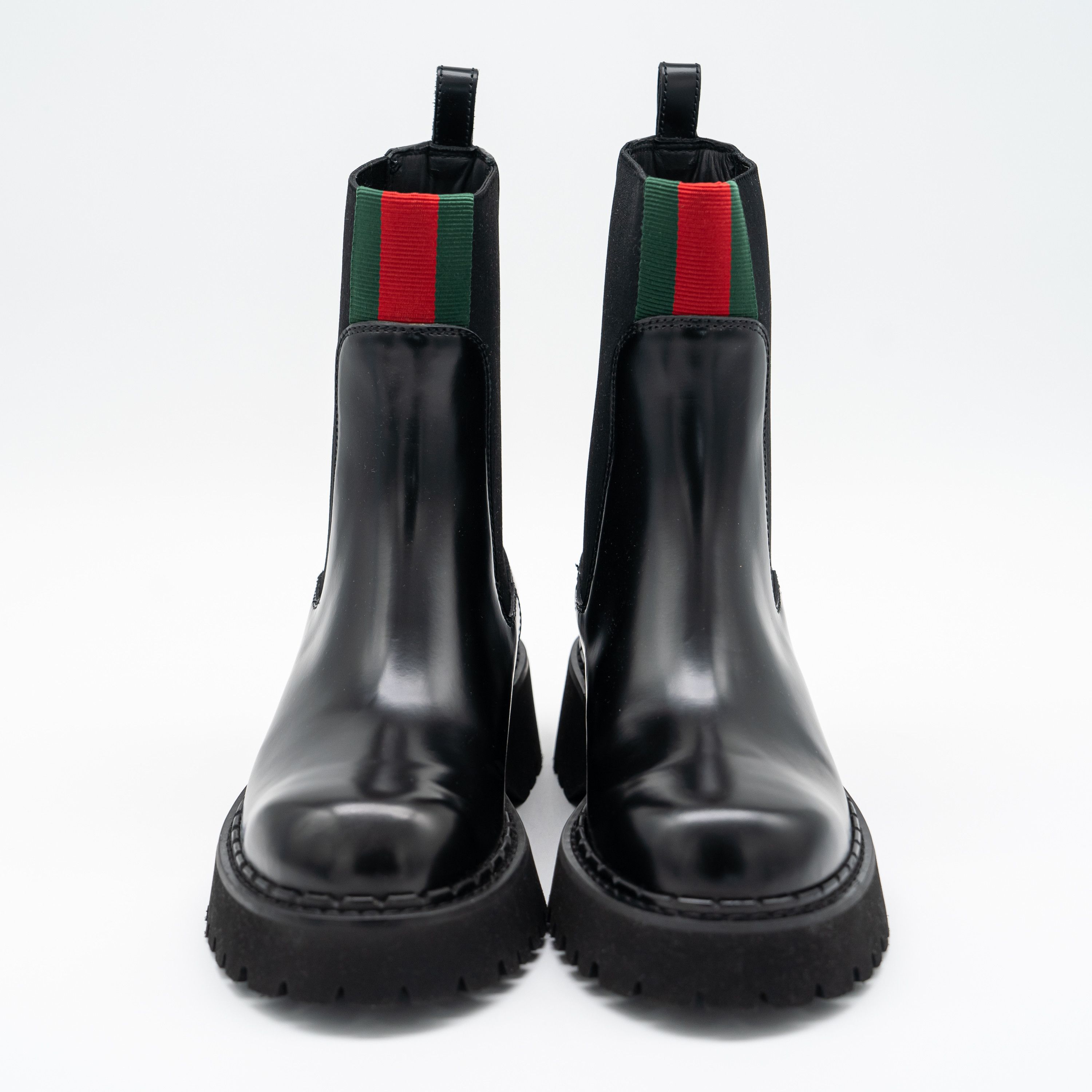 Gucci 8 US Gucci Chelsea Web Black Calf Leather Boots Size US 8 / IT 38 - 2 Thumbnail