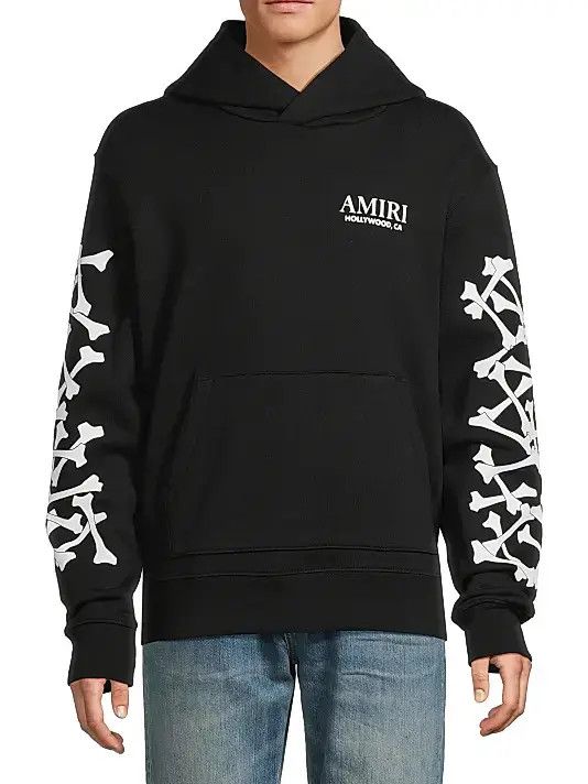 Amiri o1s1wg110426 Bones Stacked Hoodie in Black Size US XXS / EU 40 - 3 Thumbnail