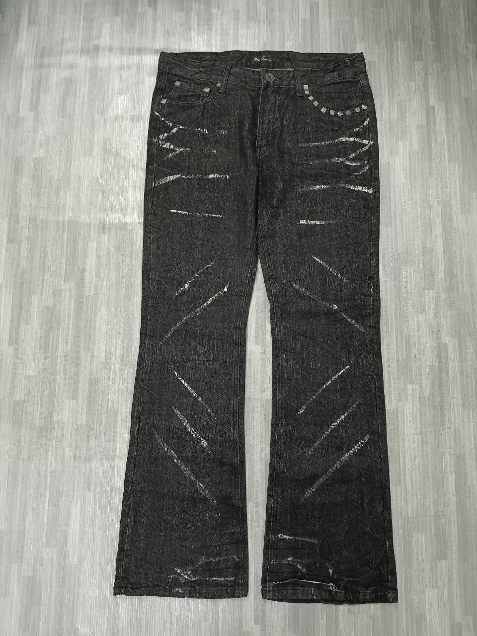 Japanese Brand FLARE BLACK CROWN SPLATTED DENIM PANTS Size US 33 - 2 Thumbnail
