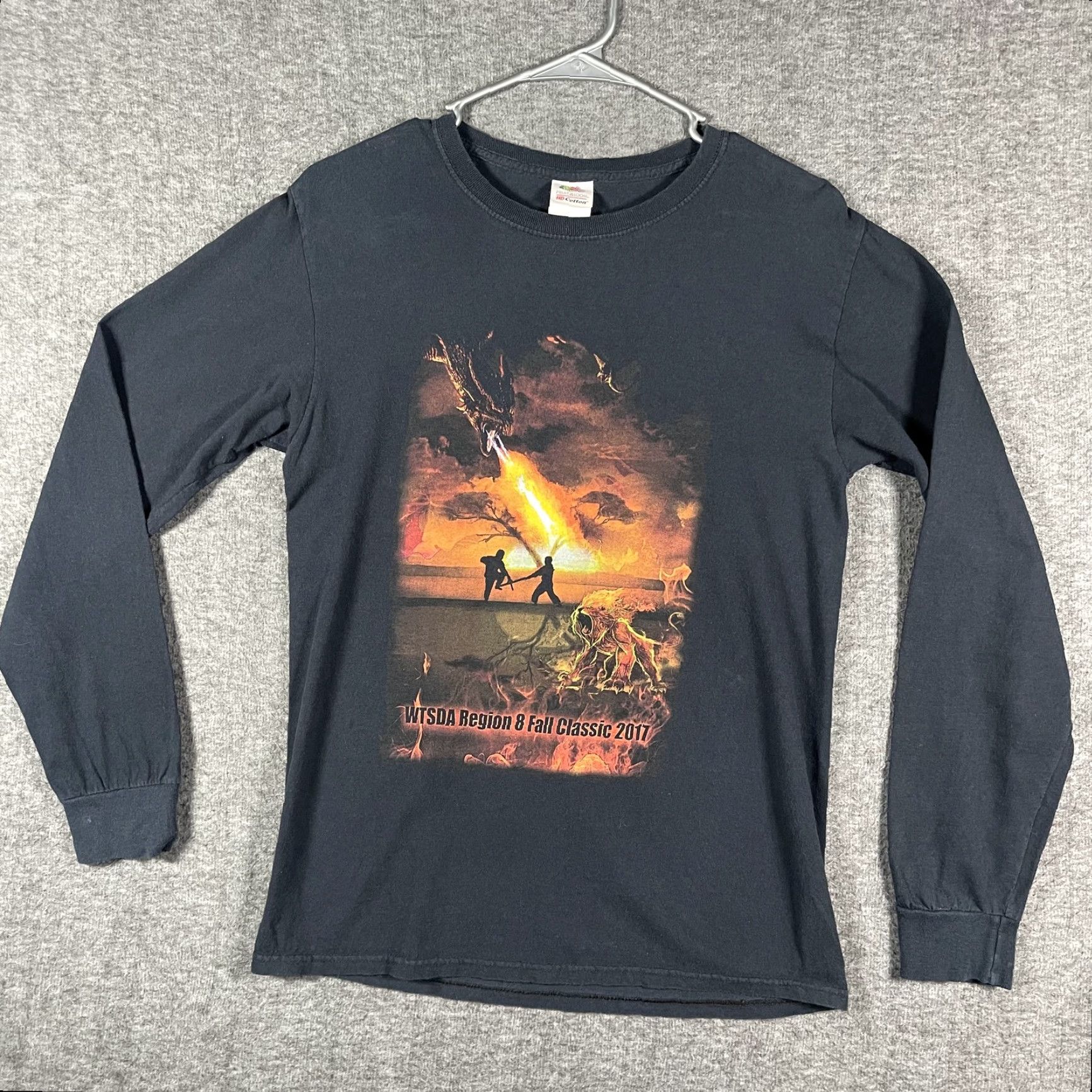 Fruit Of The Loom Fruit Of The Loom Shirt Mens Small Black Tang Soo Do Region 8 Fall Classic 2017 S Black Dragon Tournament Graphic Print Long Sleeve T-Shirt Mens Size US S / EU 44-46 / 1 - 2 Thumbnail