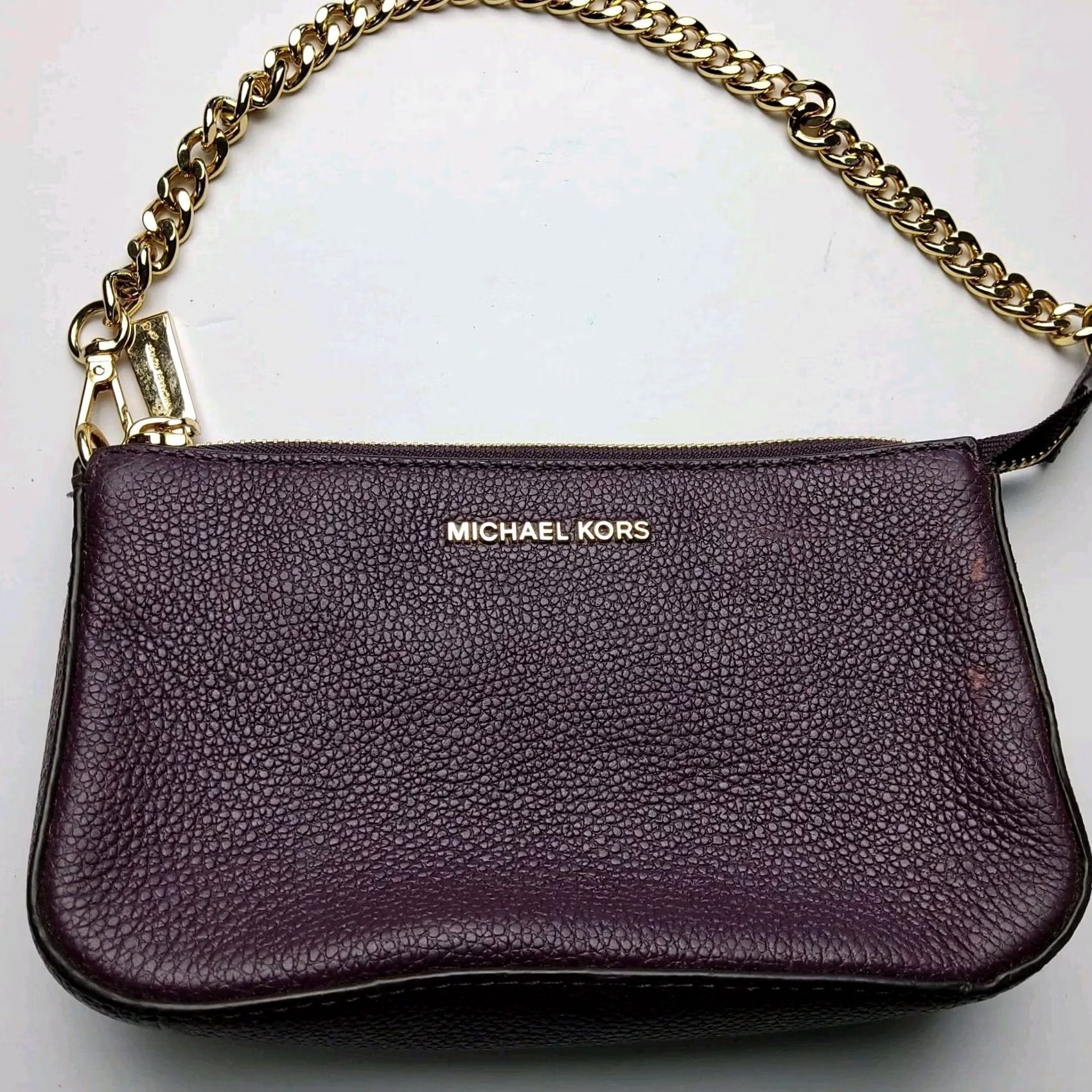 Michael Kors Michael Kors Pebbled Leather Shoulder Bag Purse Eggplant Purple Women Bag Sho ulder Leather Pebbled Finish Size ONE SIZE - 3 Thumbnail