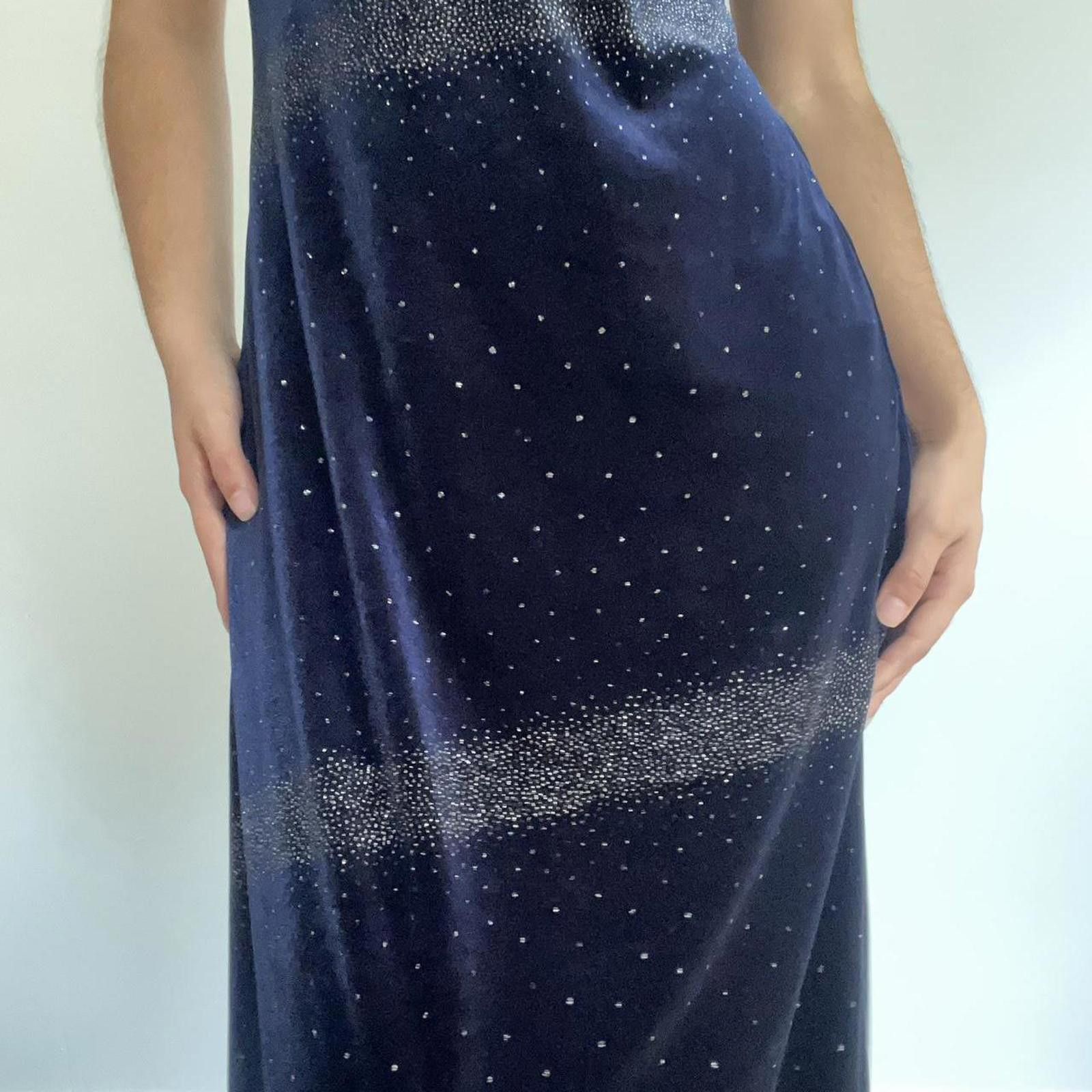 Other Navy blue velvet midi dress with sparkly stripes #glamour Size S / US 4 / IT 40 - 8 Thumbnail