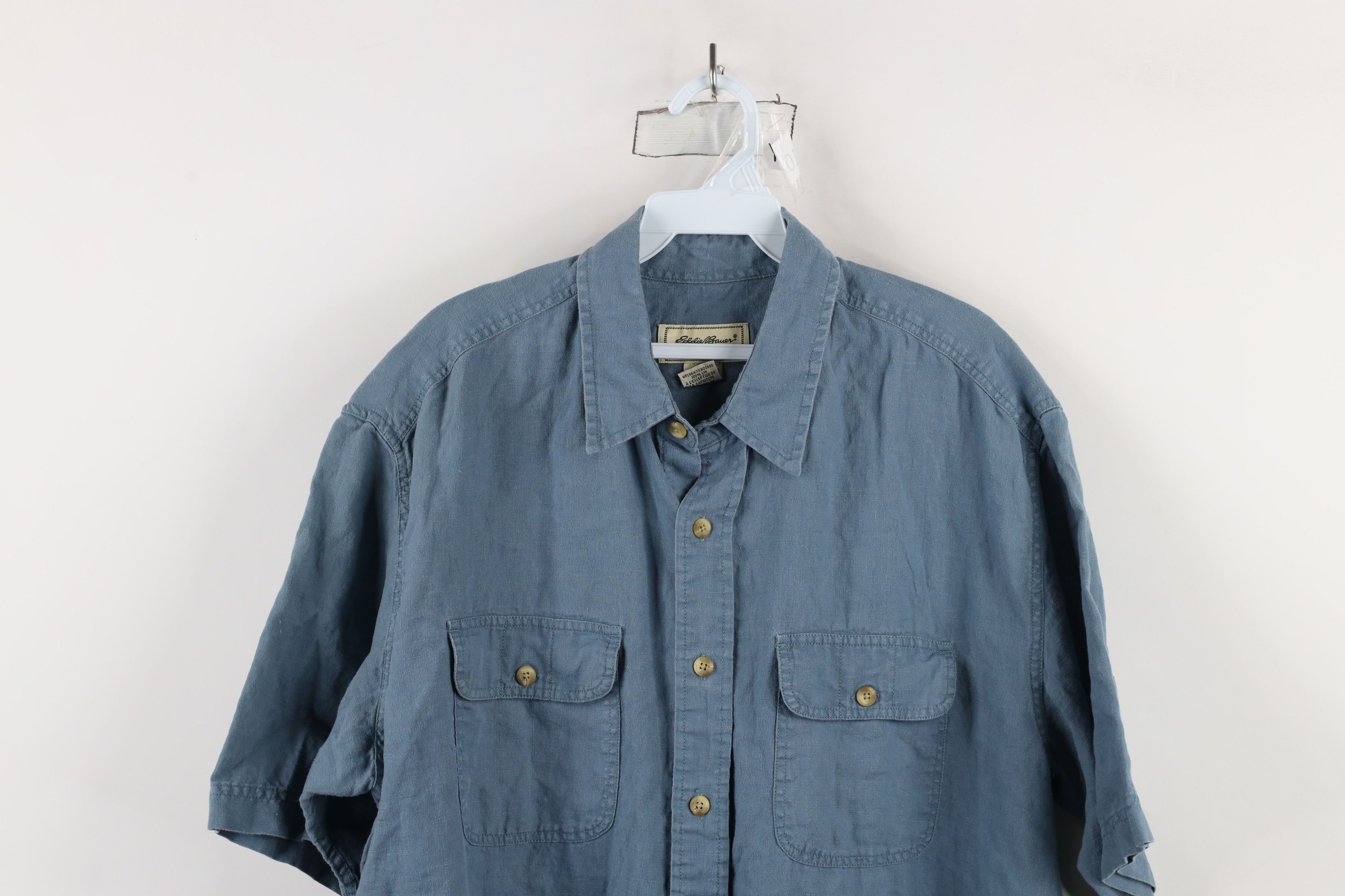 Eddie Bauer × Vintage Vintage 90s Eddie Bauer Linen Short Sleeve Button Shirt Size US L / EU 52-54 / 3 - 2 Thumbnail