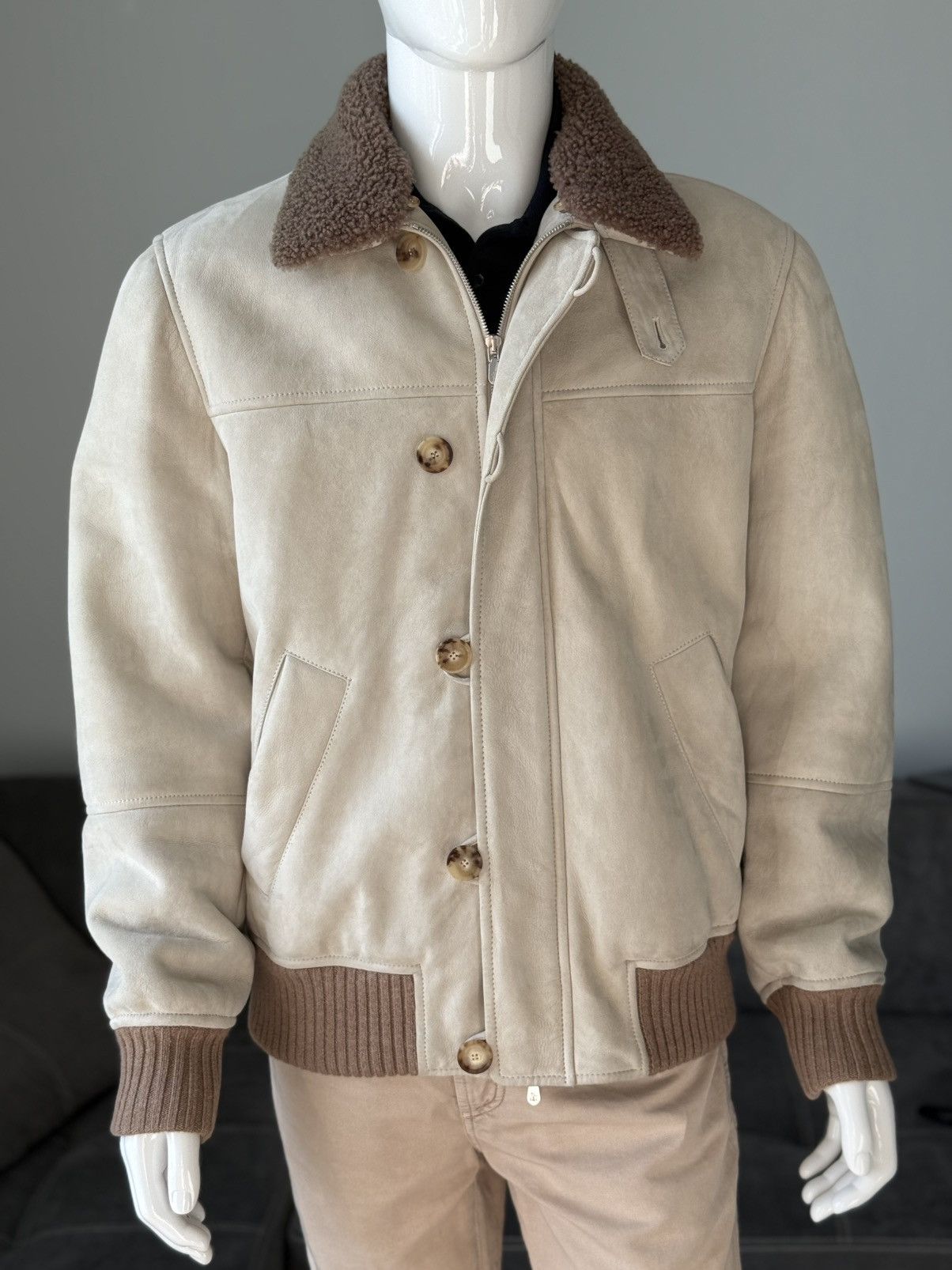 Brunello Cucinelli RRP $10500 Brunello Cucunelli suede sheepskin coat Jacket Size US XL / EU 56 / 4 - 4 Thumbnail