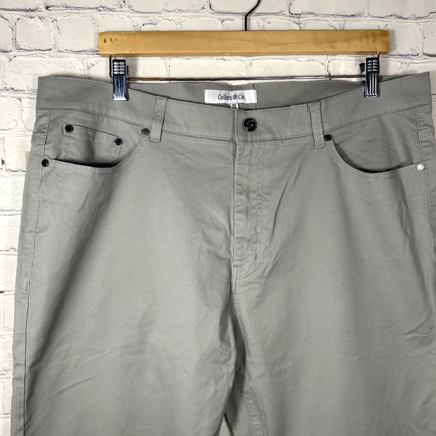 CO VINTAGE NWT Collars & Co CEO Chino Five Pocket Cotton Stretch Pants Grey 38x30 Size US 38 / EU 54 - 2 Thumbnail