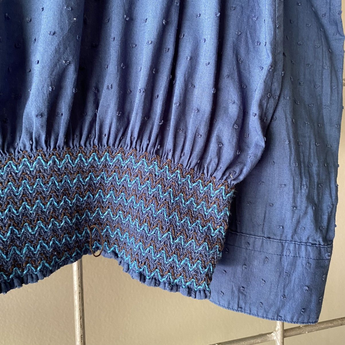 Ne-Net Ne-Net Blue Textured Long Sleeve Blouse Size XS / US 0-2 / IT 36-38 - 10 Thumbnail