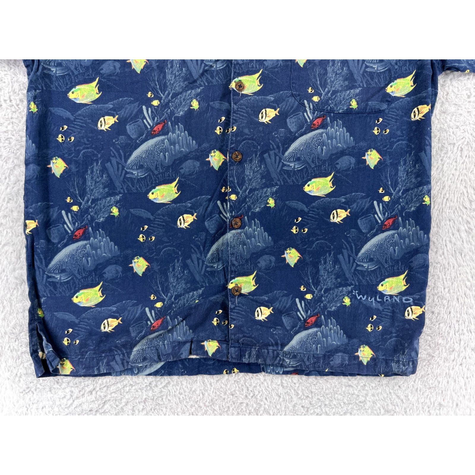 Vintage Aftco Shirt Mens Large Blue Tropical Fish All Over Print Hawaiian Angler Size US XL / EU 56 / 4 - 5 Thumbnail