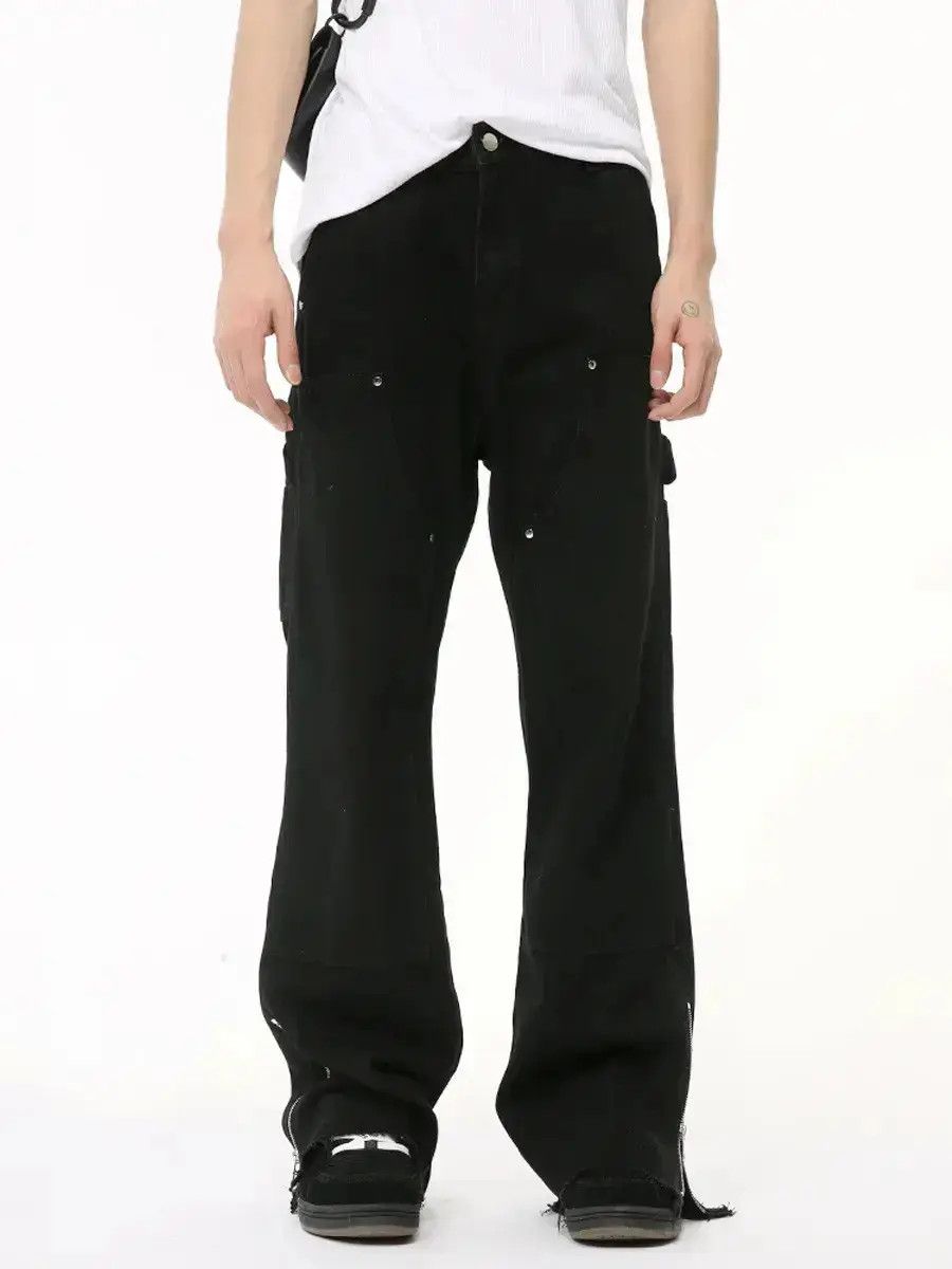Japanese Brand Retro loose fringed zipper micro flared jeans Size US 32 / EU 48 - 1 Thumbnail