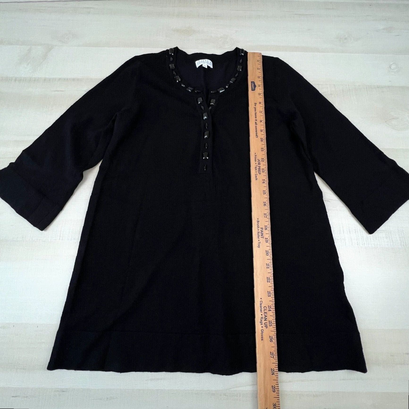 Joseph Joseph A Womens Black Tunic Sweater Large Beaded Neckline 3/4 Sleeves Casual Size L / US 10 / IT 46 - 7 Thumbnail