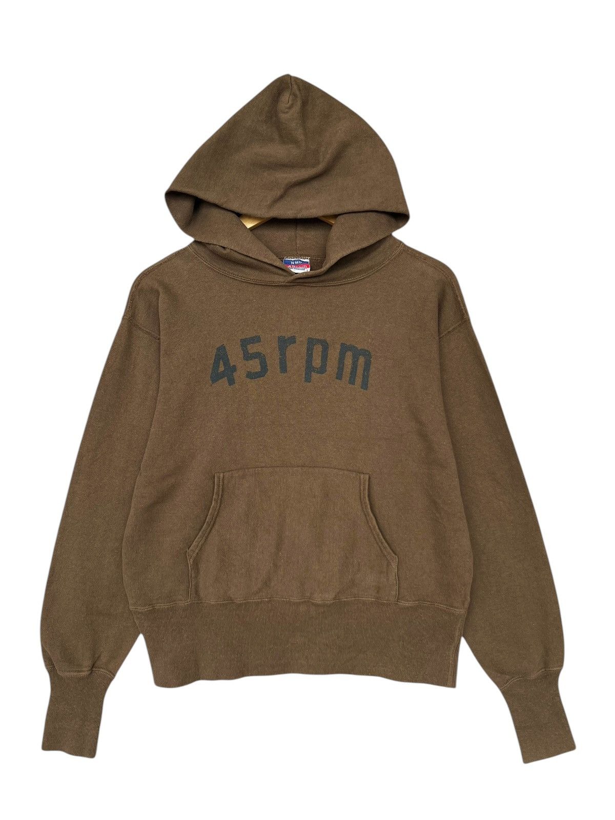 45rpm Vintage 45RPM Spellout Logo Brown Hoodie Size US S / EU 44-46 / 1 - 2 Thumbnail