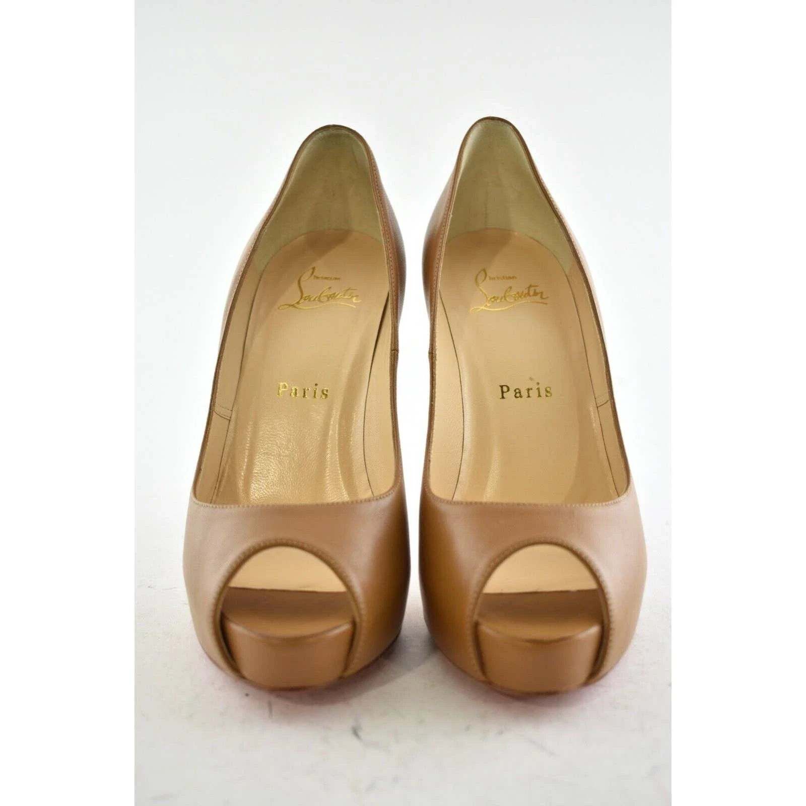 Christian Louboutin Christian Louboutin New Very Prive 120 Caramel Brown Leather Size US 10 / IT 40 - 5 Thumbnail