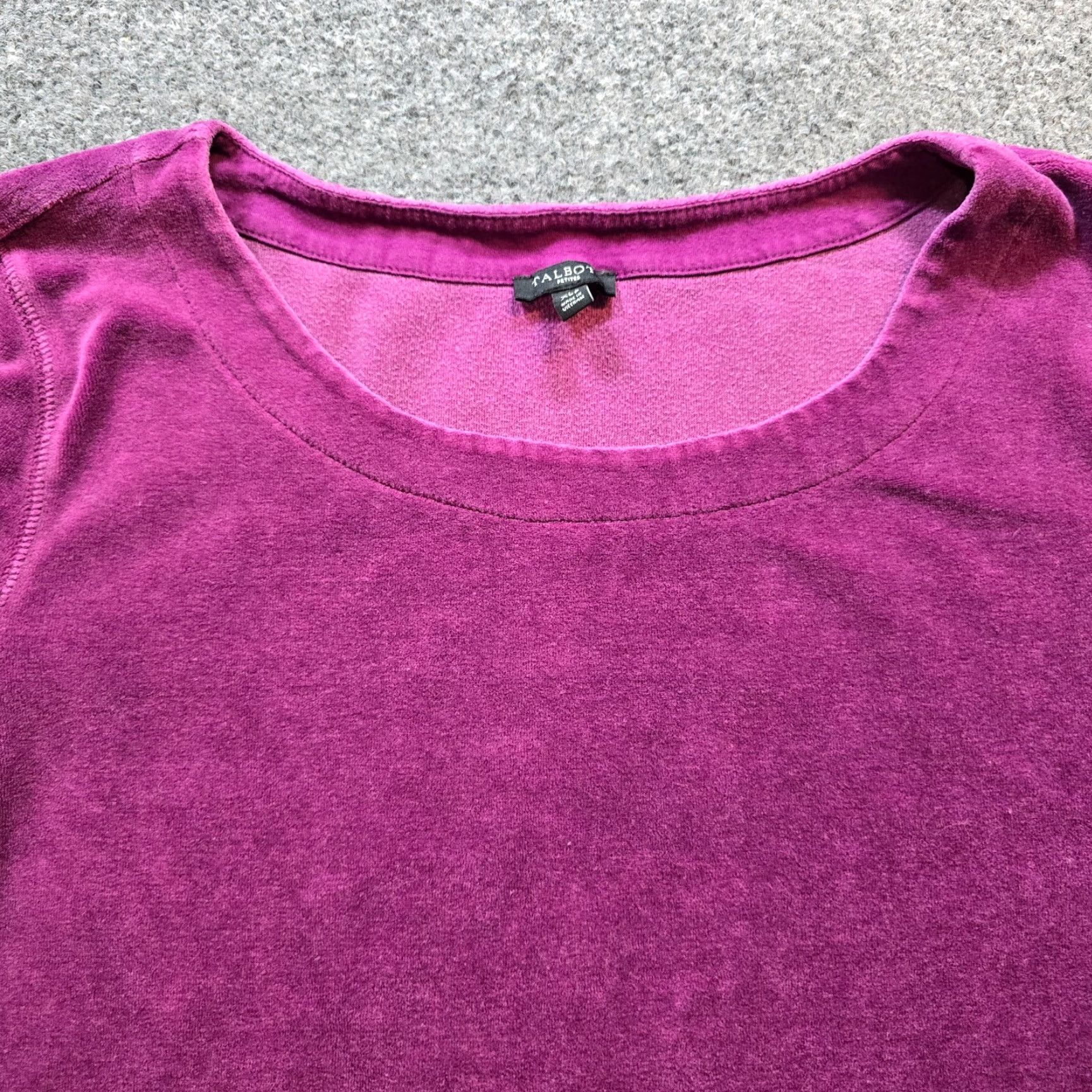 Talbots Talbots Top Womens XL Petite Purple Velour Sweater Long Sleeve Buttons Casual Size XL / US 12-14 / IT 48-50 - 2 Thumbnail