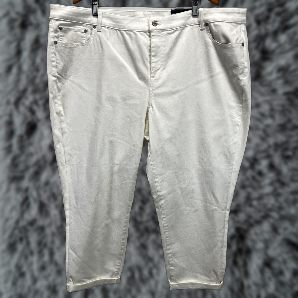 Talbots Talbots Flawless Girlfriend Jeans 24W Plus Women Ankle White Stretch Size 42" / US 20 - 1 Thumbnail