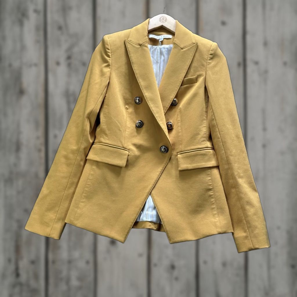 Veronica Beard Blazer Womens 4 Yellow Six-Button Notch Lapel Jacket Vintage No