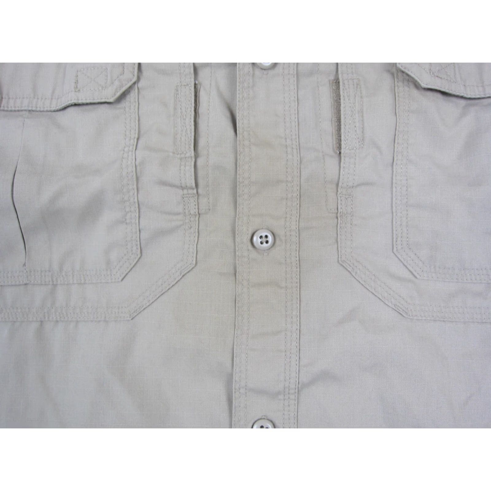 Vintage 5.11 Tactical Shirt 2XLT Beige Tan Short Sleeve Button-Up Collared Pockets Canvas Workwear 90s Mens Size US XXL / EU 58 / 5 - 3 Thumbnail