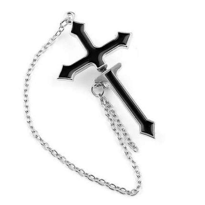 Jewelry Cross Dark Earrings One Pairs Chrome Jewelry Size ONE SIZE - 5 Thumbnail