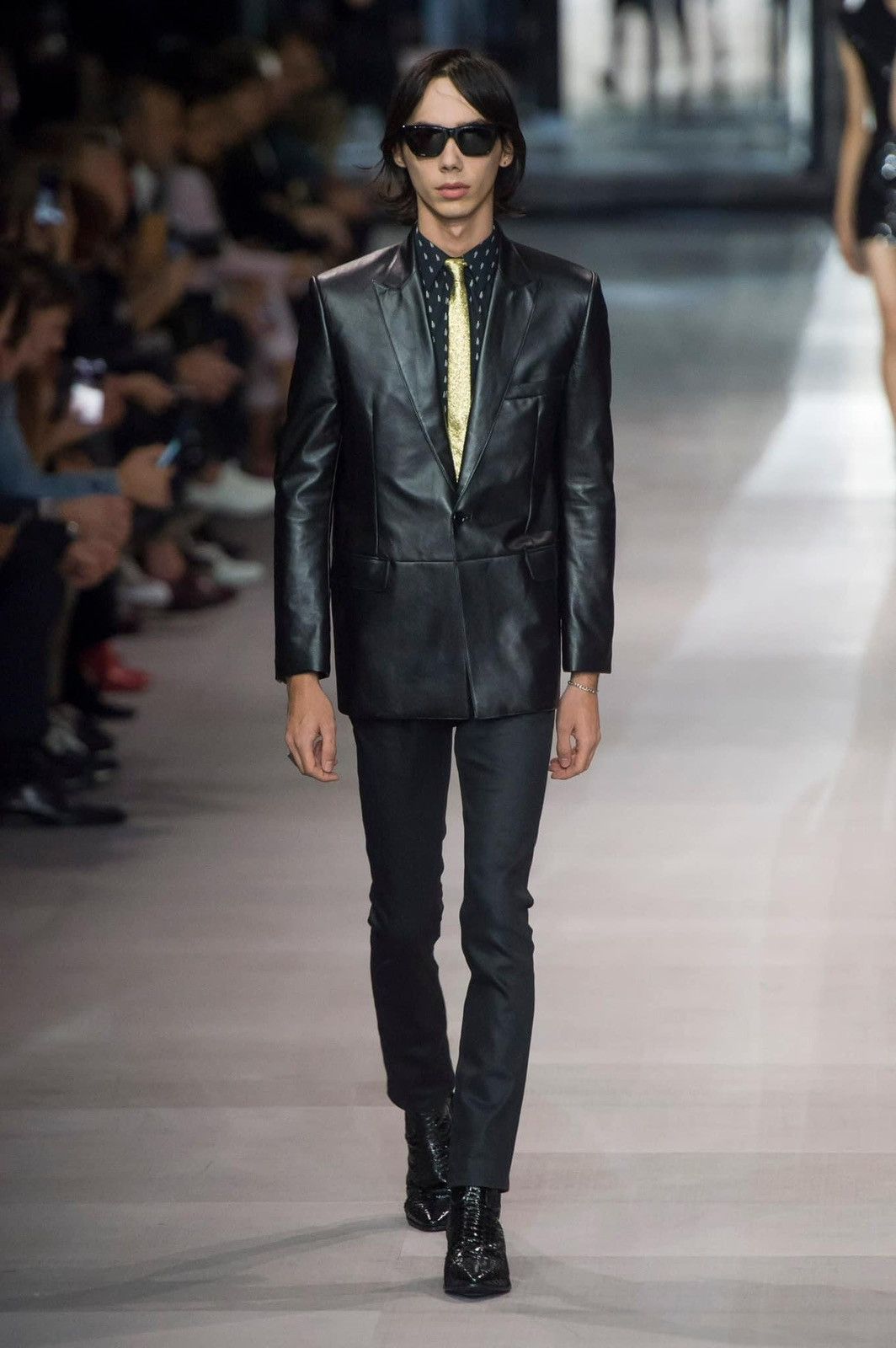Celine × Hedi Slimane Celine SS19 Black Lambskin Rectangle Jacket Size 34R - 3 Thumbnail