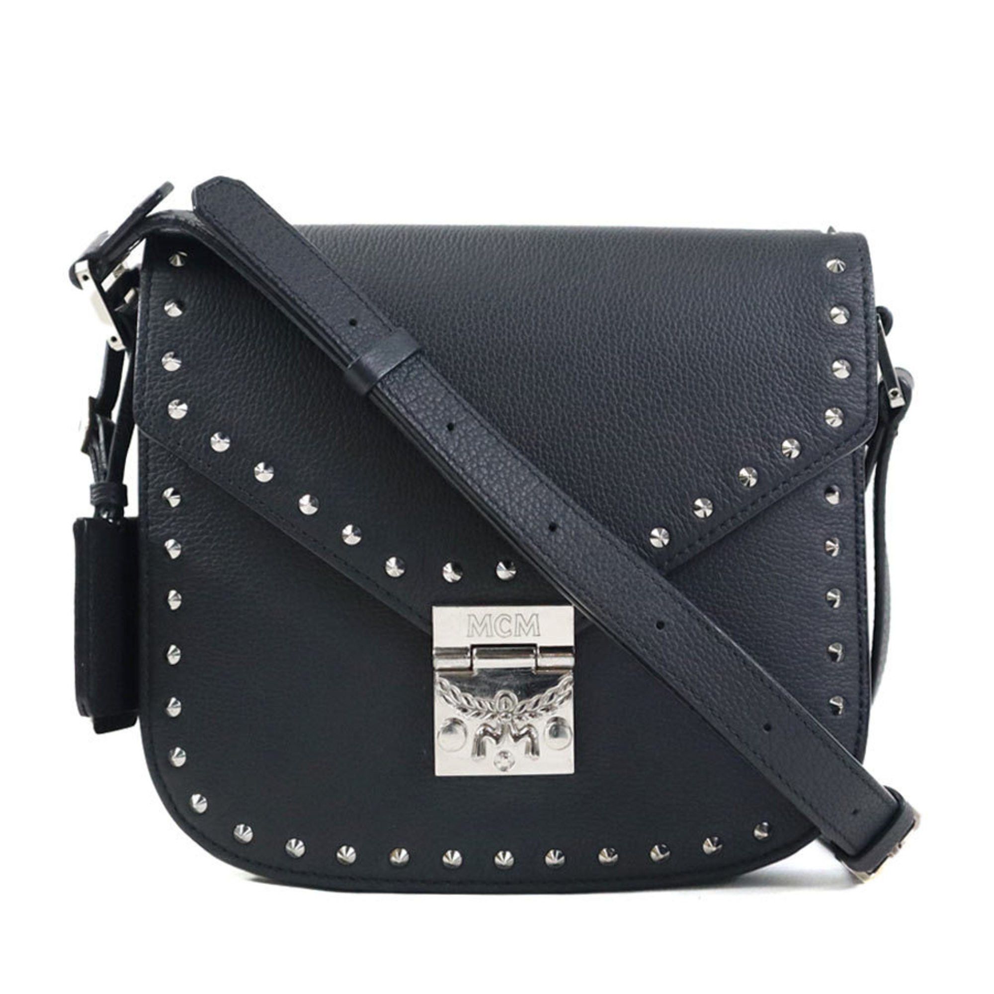MCM Shoulder Bag Leather Black Women's R10535G