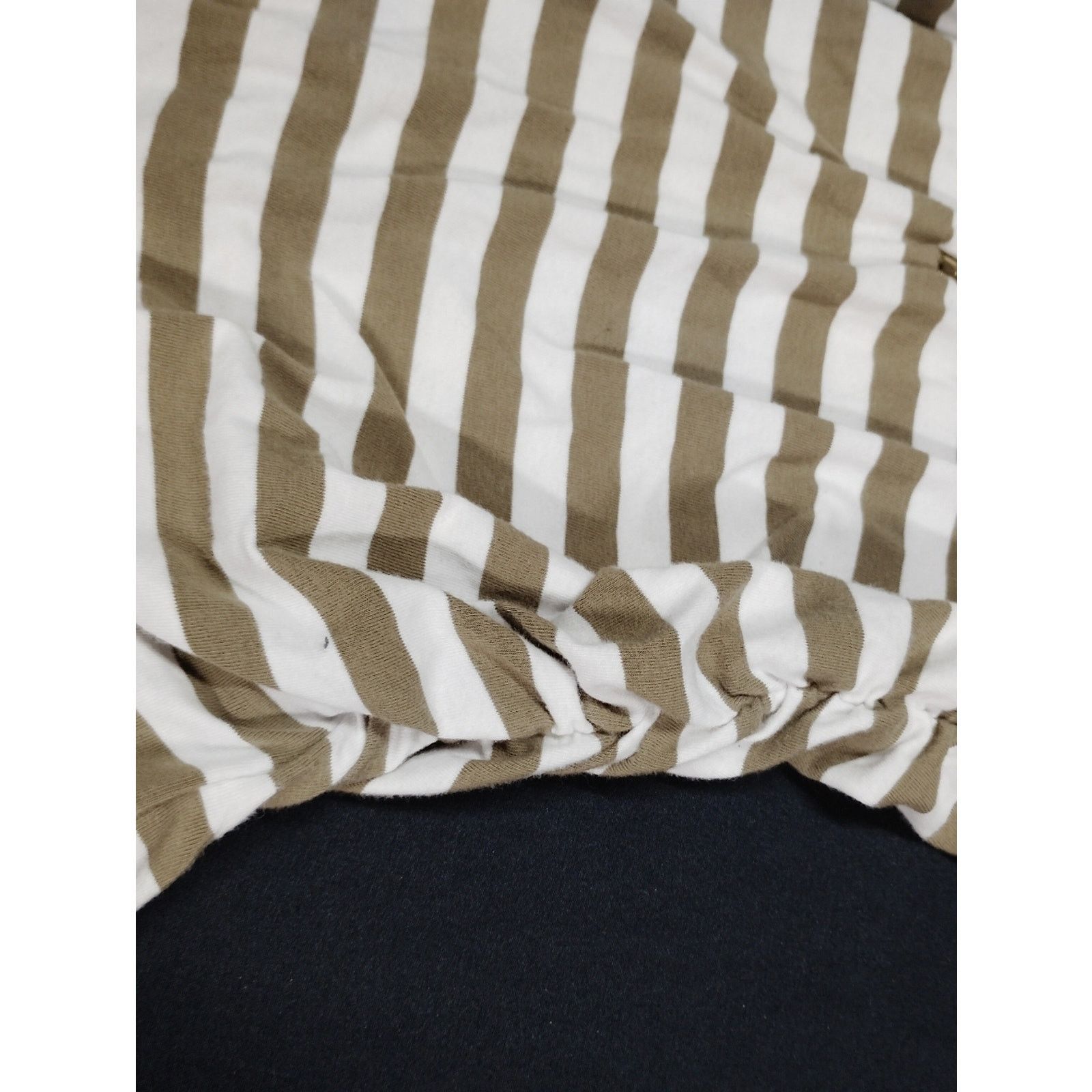 Michael Kors Michael Kors Striped V-Neck Zip Front Top Khaki & White Size S / US 4 / IT 40 - 4 Thumbnail