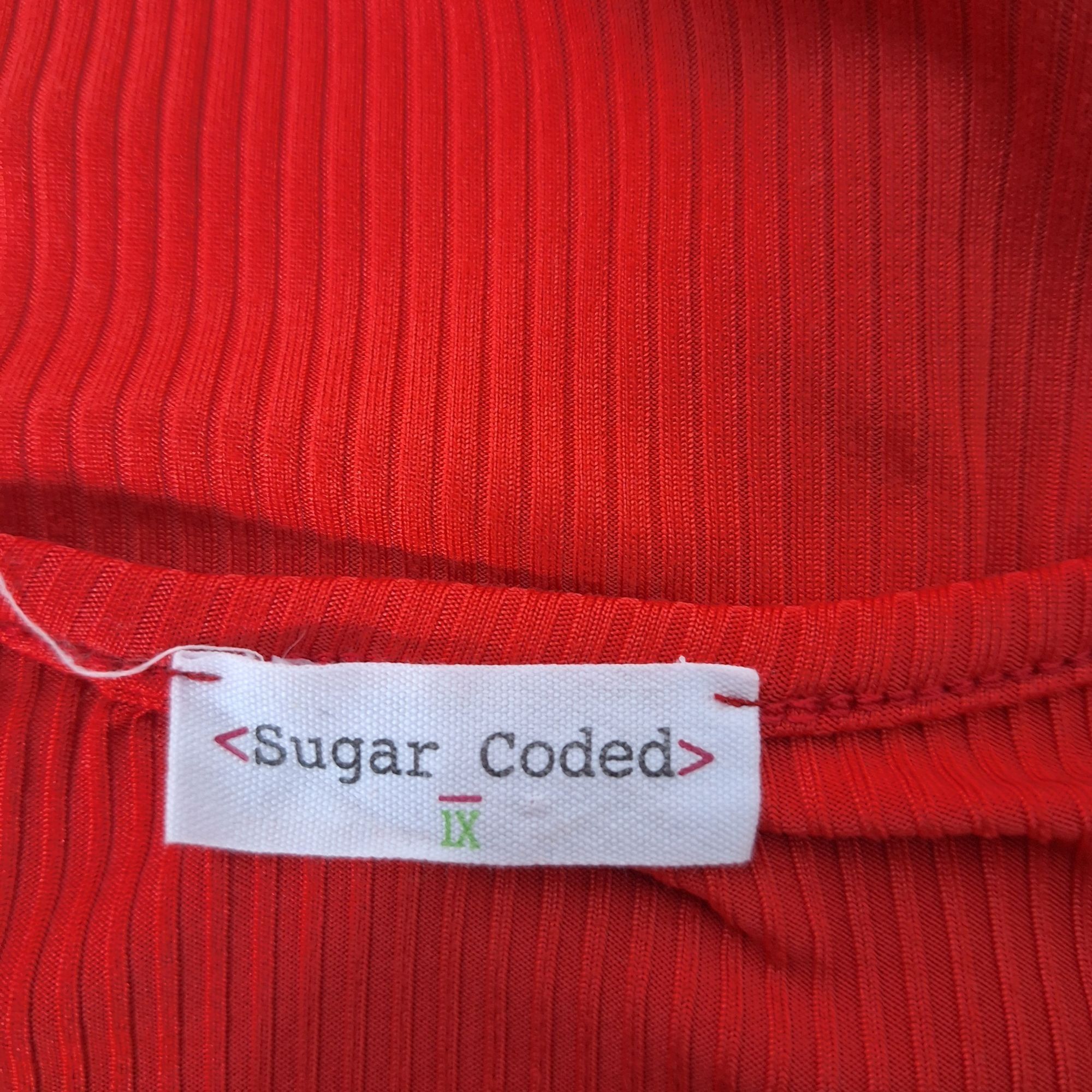 Other Sugar Coded Red Ribbed Short Sleeve Ruched Keyhole Top Plus Size XL / US 12-14 / IT 48-50 - 4 Thumbnail