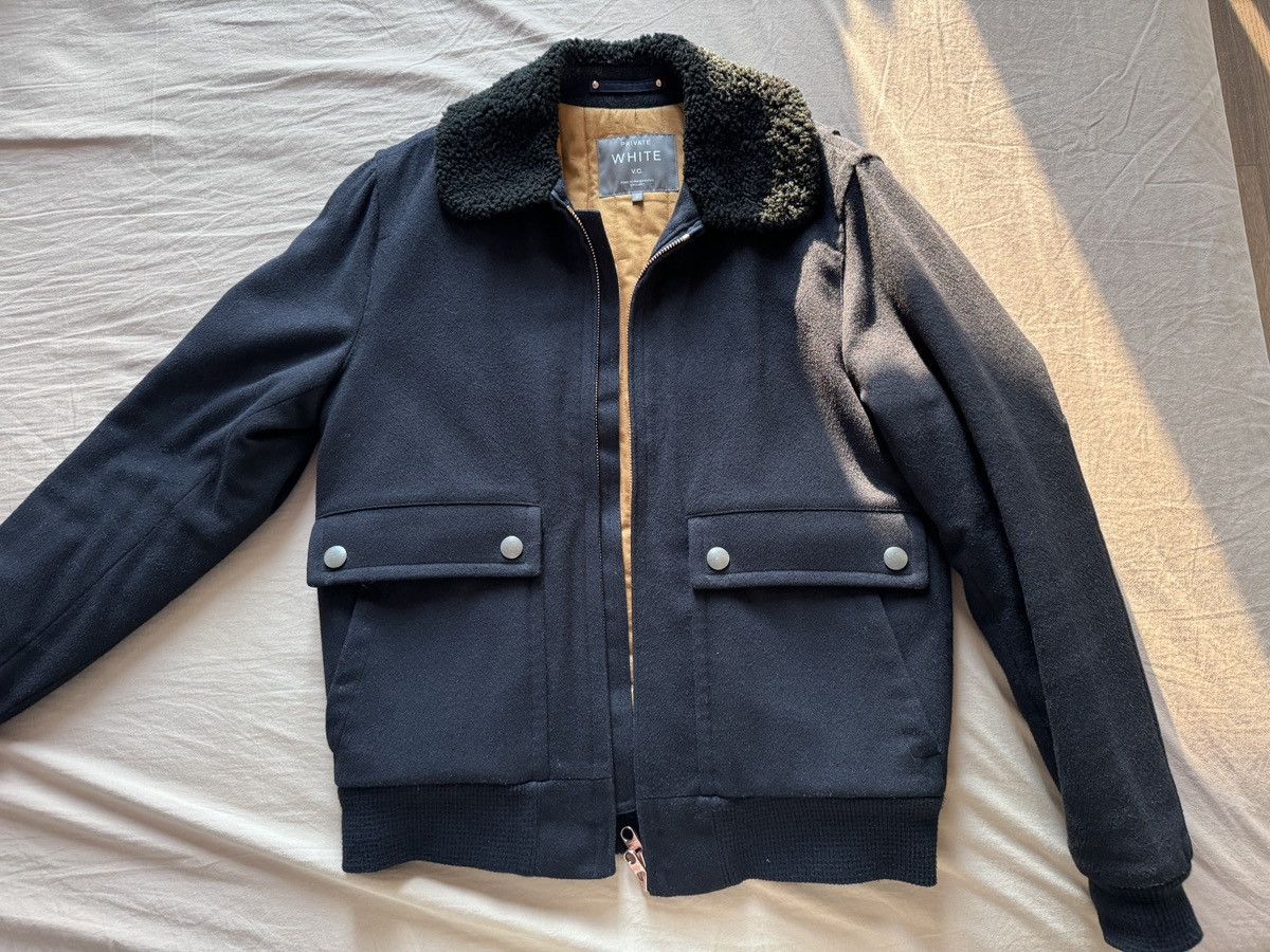 Private White V.C. Private White VC Navy Shearling Jacket Size 46