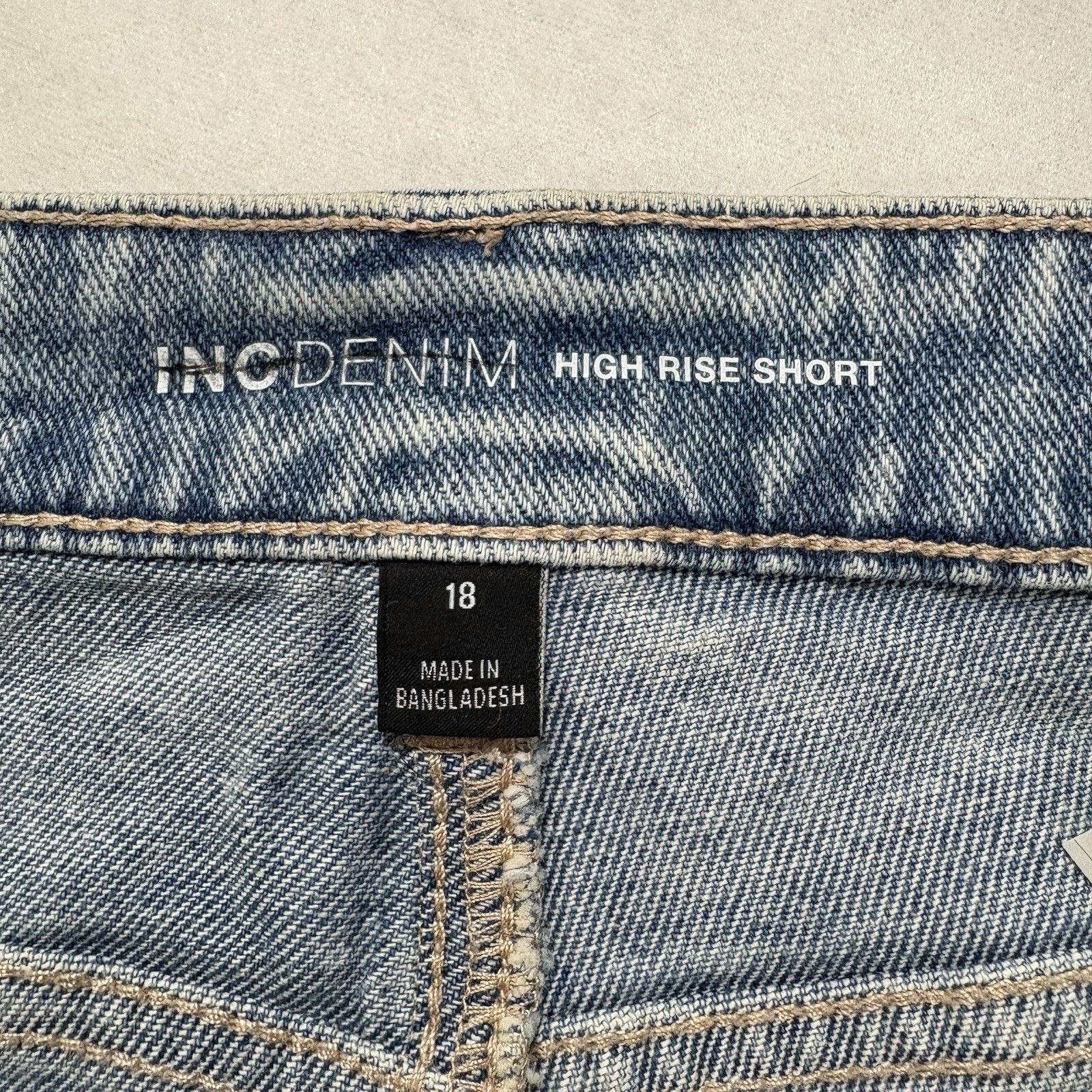 Other INC Denim 18 High Rise Jean Shorts 3” Inseam Frayed Ripped Size 40" / US 18 - 6 Thumbnail