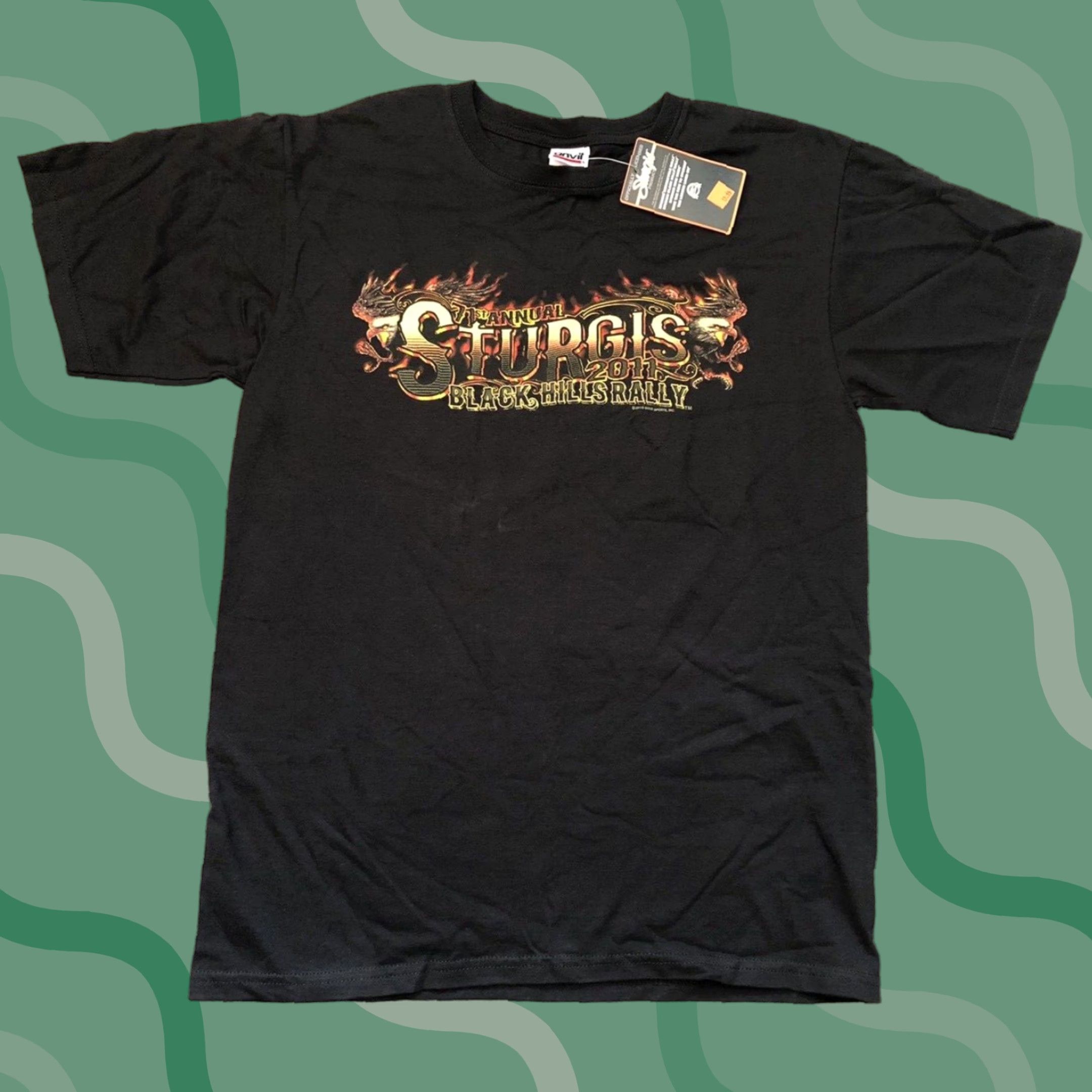 Anvil VINTAGE Sturgis Motorcycle Rally Anvil T Shirt Front & Back Design MEDIUM Black Cotton Mens T-Shirt 2010-2019 Size US M / EU 48-50 / 2 - 1 Thumbnail