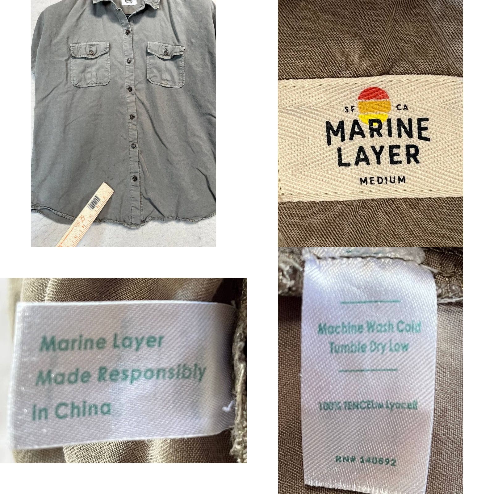 Marine Layer Marine Layer Shirt Button Front Grey Cap Sleeve Medium Women Regular Short Sleeve Casual Button-Up Size M / US 6-8 / IT 42-44 - 9 Thumbnail