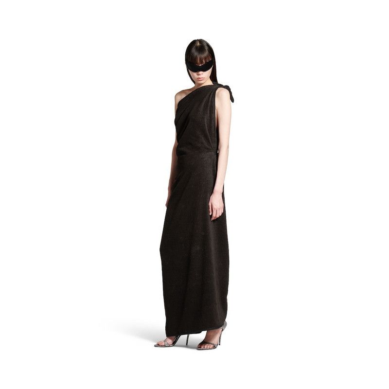 Balenciaga o1srvl11e0426 Draped Maxi Dress in Black Size XL / US 12-14 / IT 48-50 - 2 Thumbnail