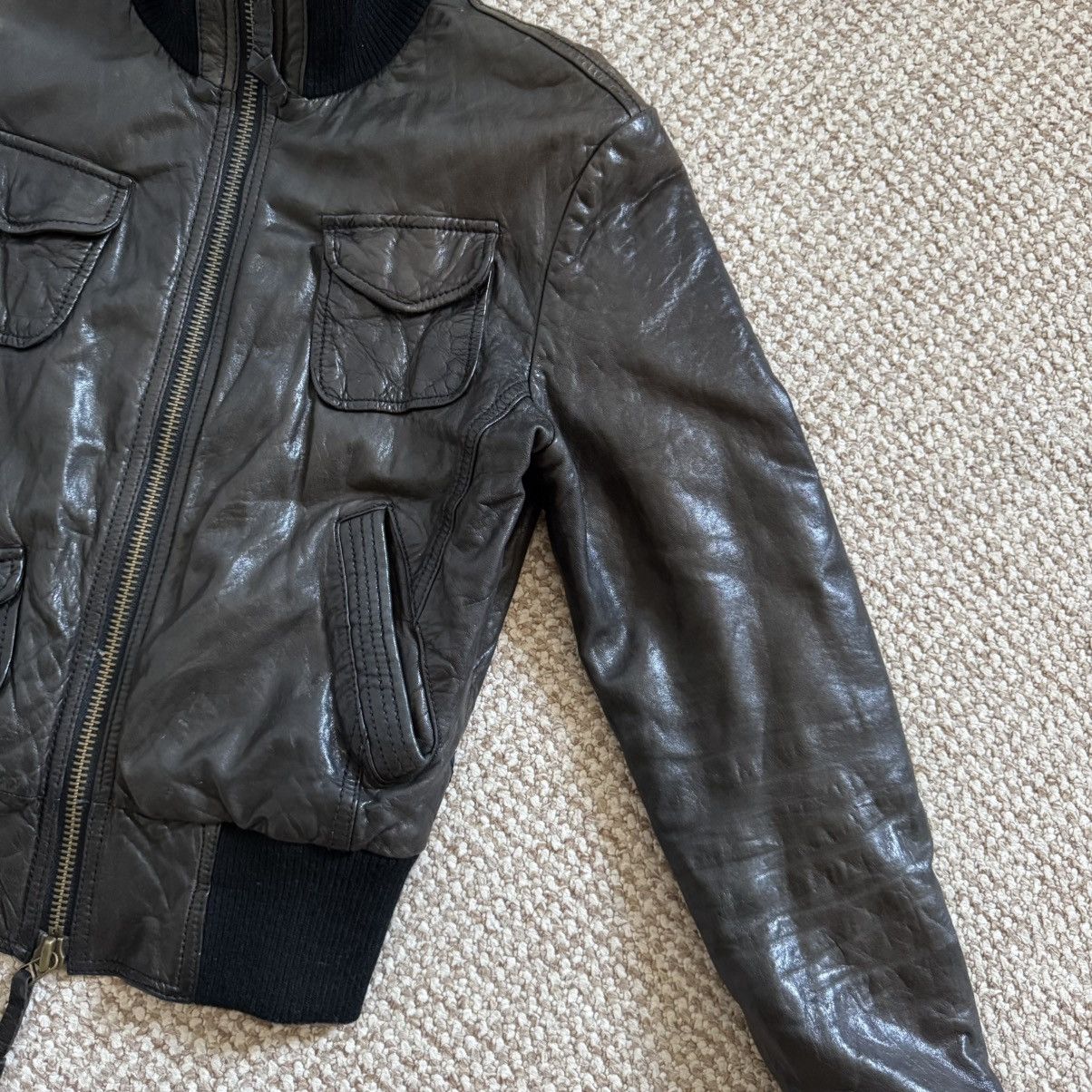 Emporio Armani Armani Jeans Vintage Cropped Leather Y2K Bomber Jacket Size S / US 4 / IT 40 - 9 Thumbnail