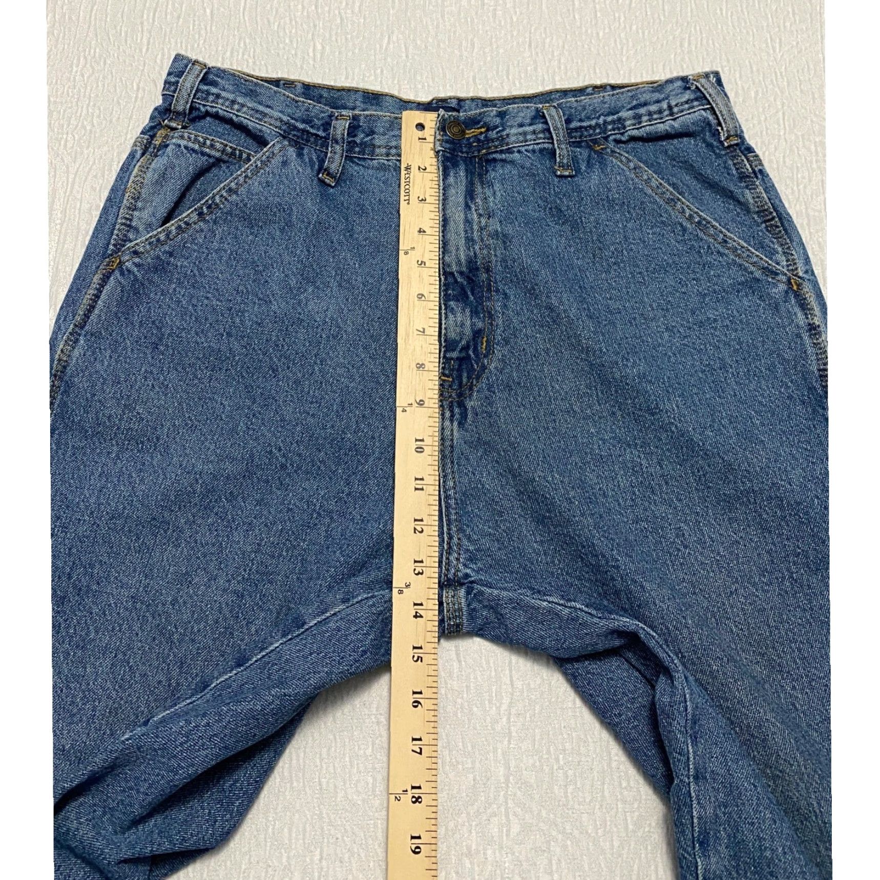 Vintage VINTAGE Rugged Wear Jeans Carpenter Men 36 Blue Relaxed Wide-Leg Denim Cotton Distressed Button High Rise 36x24 Inseam 24 Size US 36 / EU 52 - 4 Thumbnail