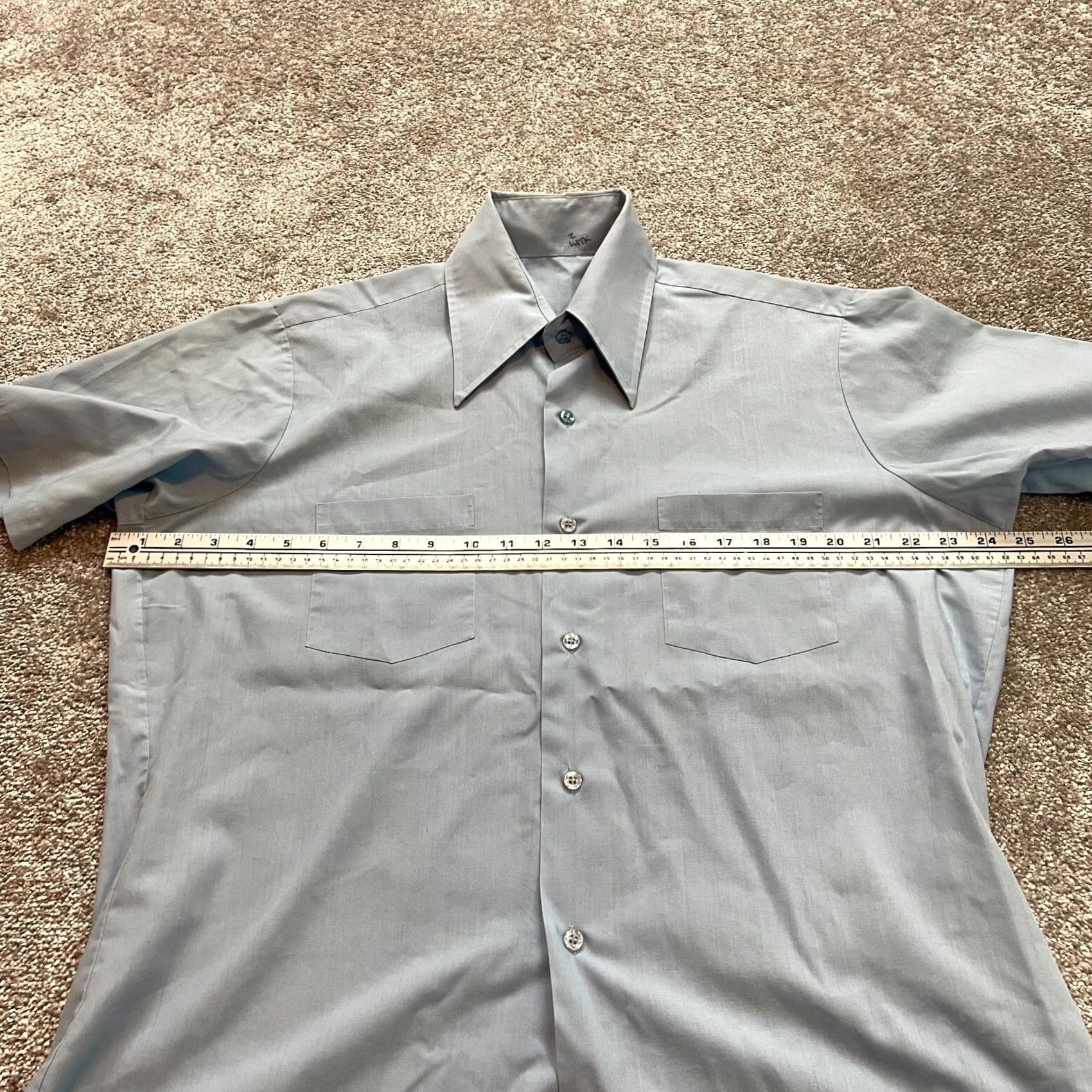 Vintage Unbranded Button Up Shirt Mens XL Light Blue Short Sleeve Collared Pocket Tee 16 Vintage Size US XL / EU 56 / 4 - 4 Thumbnail