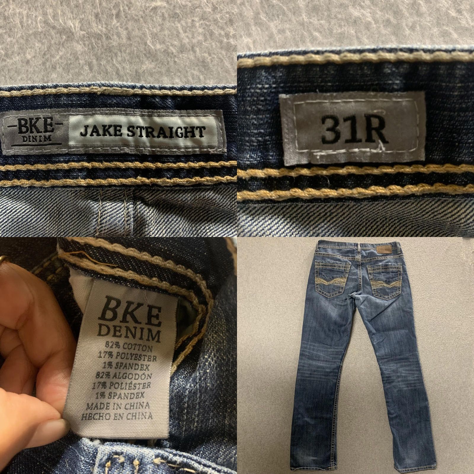 BKE BKE Denim Jeans Blue 31R Regular Jake Straight Leg Ankle Length Mens Size US 31 - 8 Thumbnail