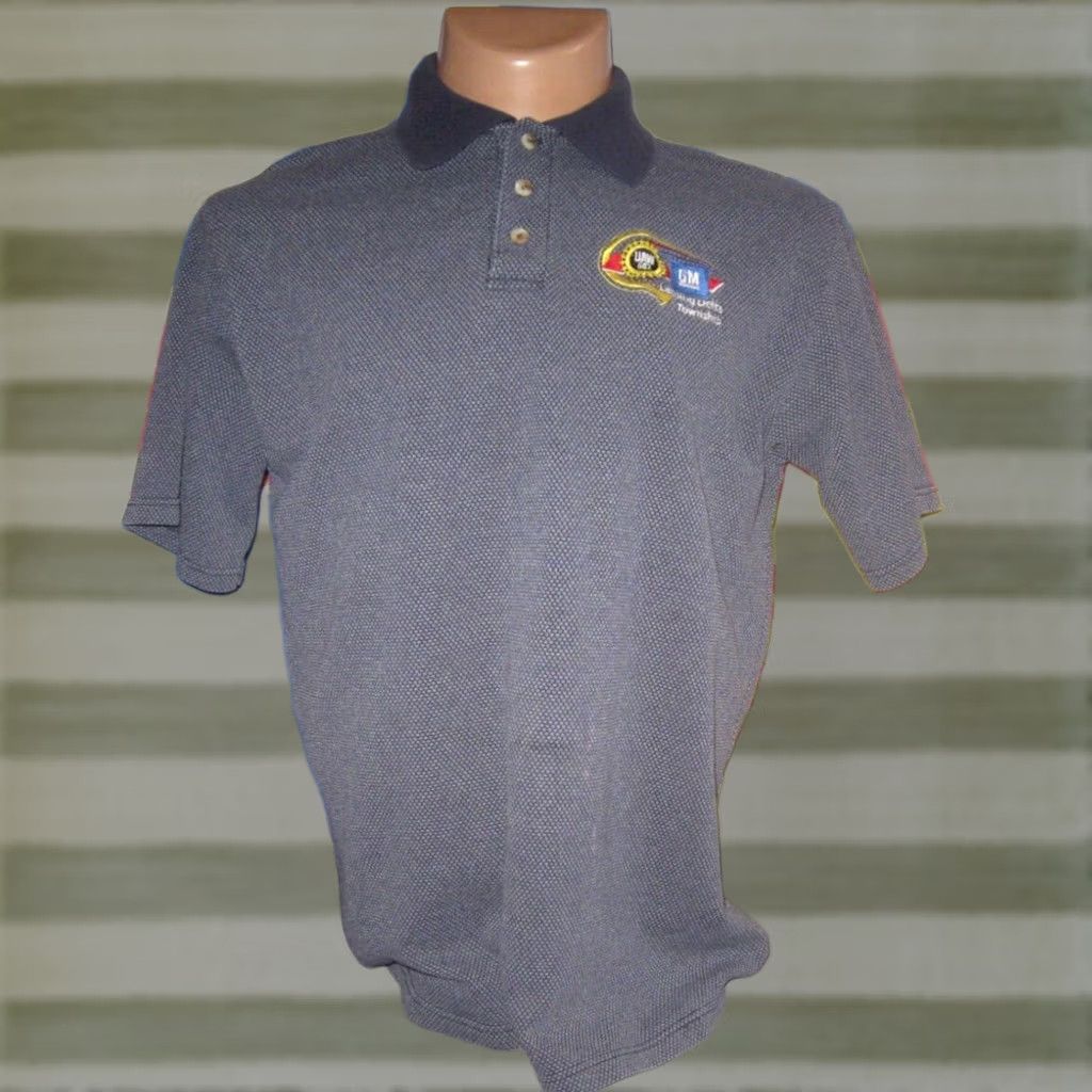 Delta VINTAGE UAW Lansing Delta Township Michigan Local 602 Union Line Polo Shirt Mens L Blue USA 90s Embroidered Polo Size US L / EU 52-54 / 3 - 1 Thumbnail