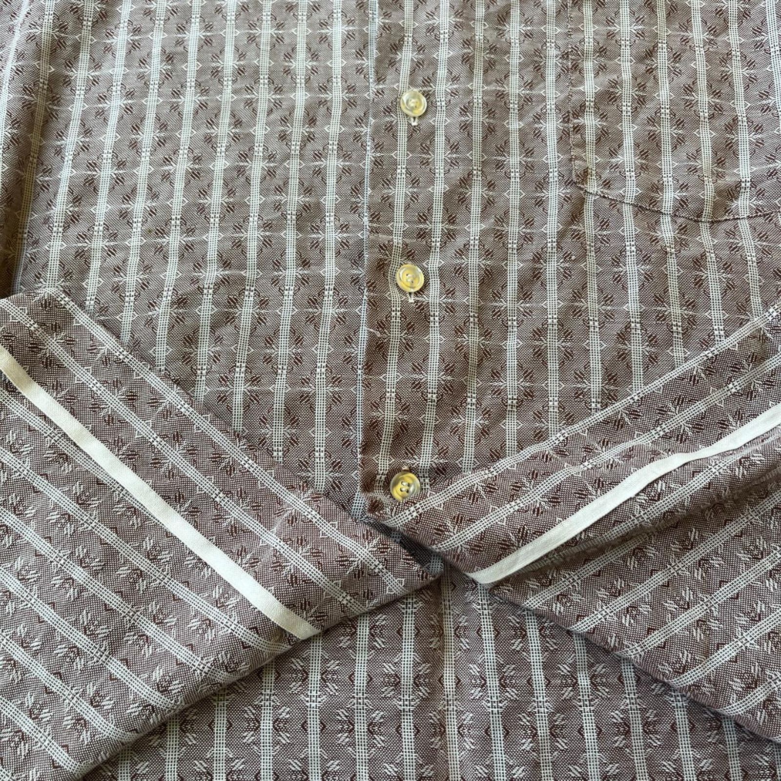 Vintage 70s Cotton Selvedge Patterned Mens Collared Button Up Shirt Size US L / EU 52-54 / 3 - 2 Thumbnail
