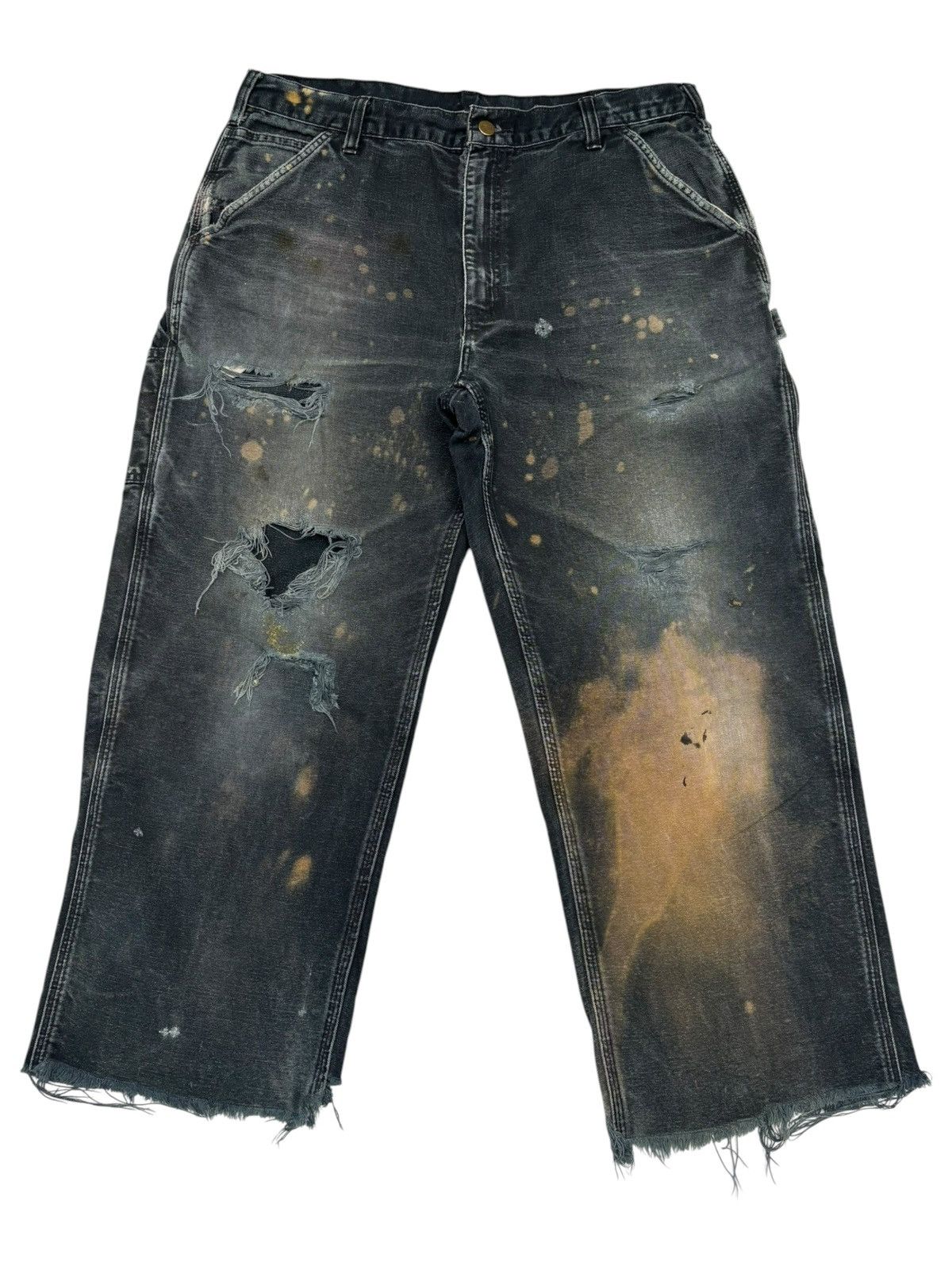 Kapital CARHARTT THRASHED DISTRESSED TYE DYE CUT LEG BAGGY JEANS Size US 36 / EU 52 - 7 Thumbnail
