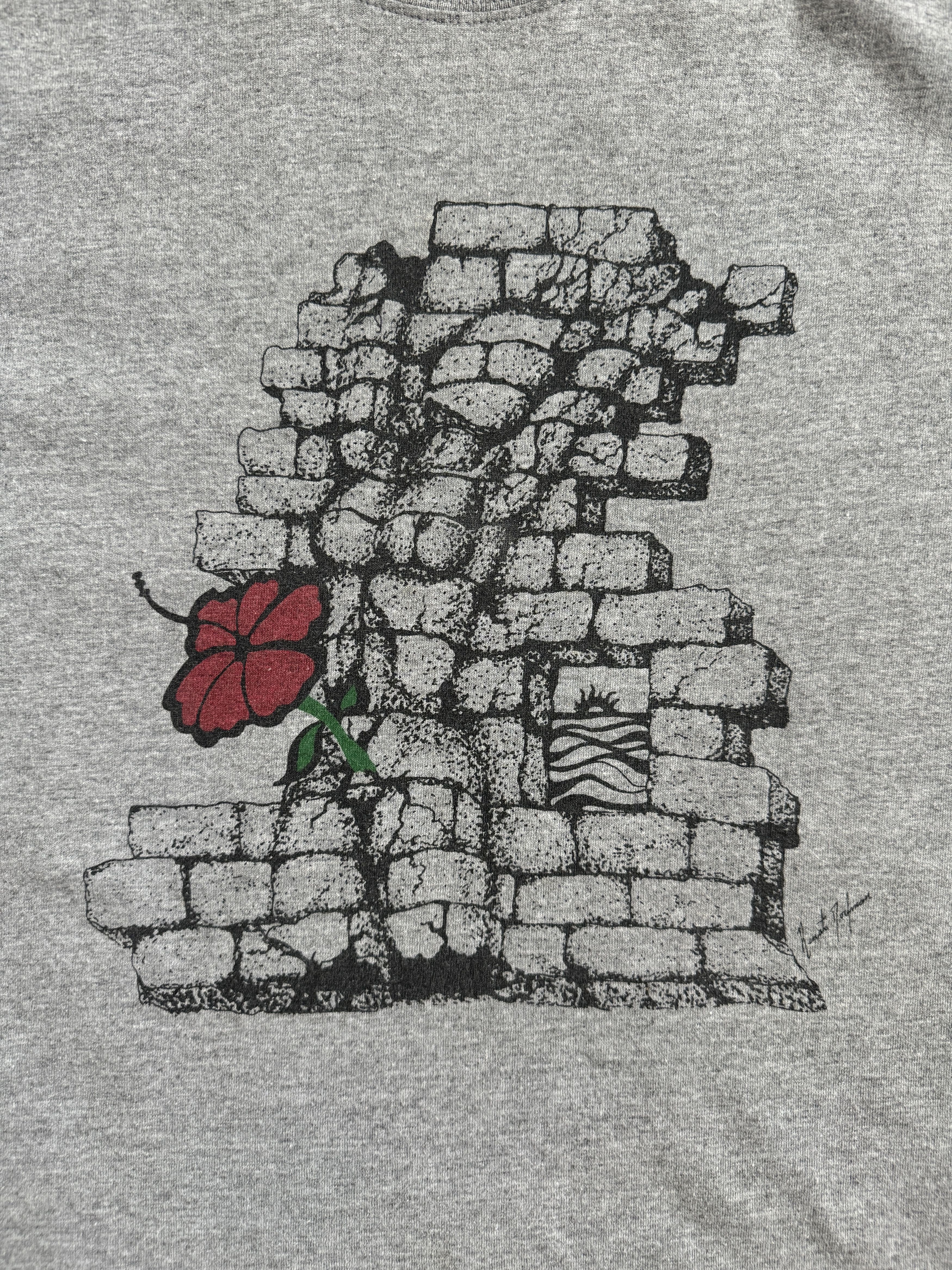 Other Vintage Y2K Art Tee - Women / Brick Wall / Flower Graphic Size US L / EU 52-54 / 3 - 4 Thumbnail