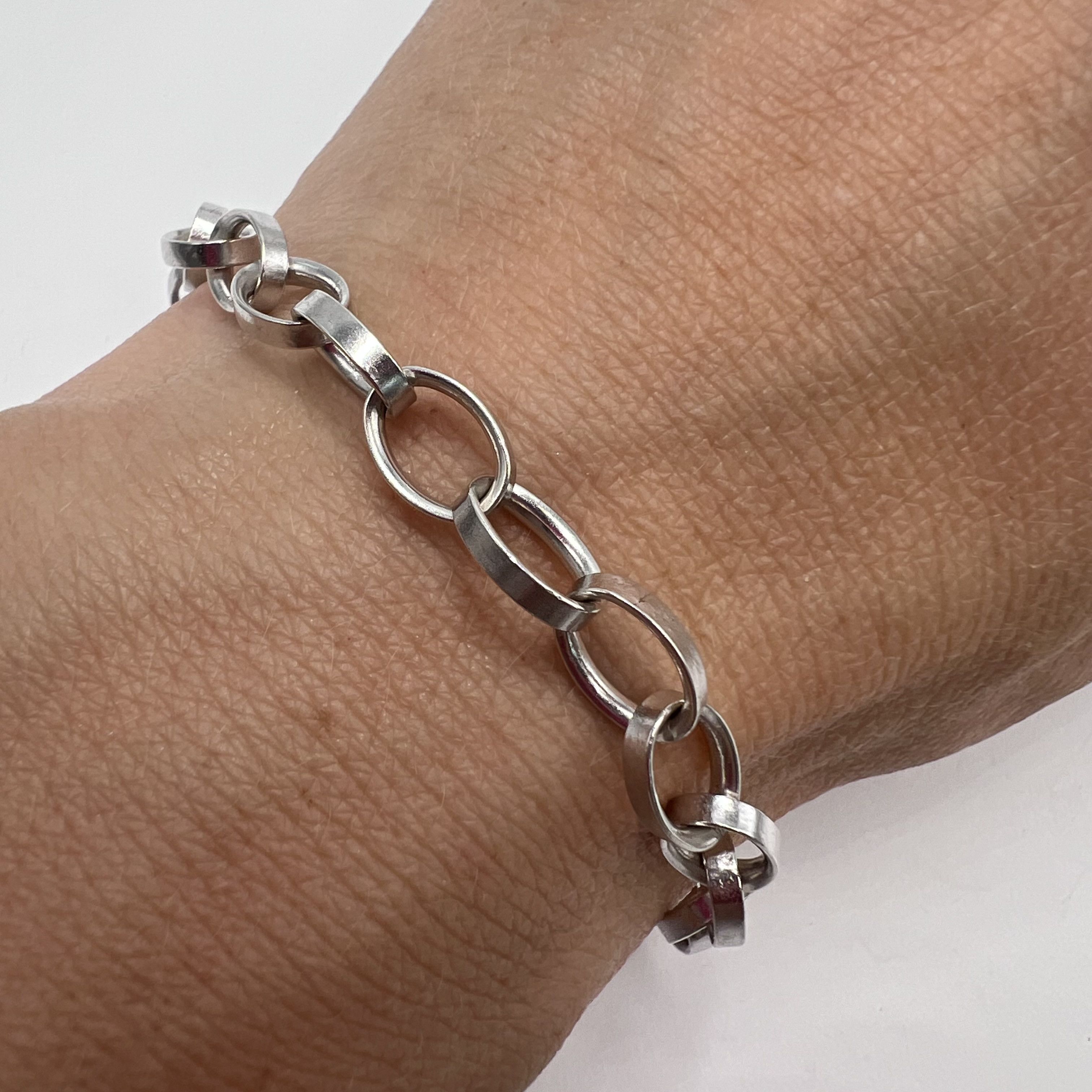 Sterling Silver Vintage Bracelet Chain Sterling Silver 925 Jewelry 8.40gr Size ONE SIZE - 6 Thumbnail